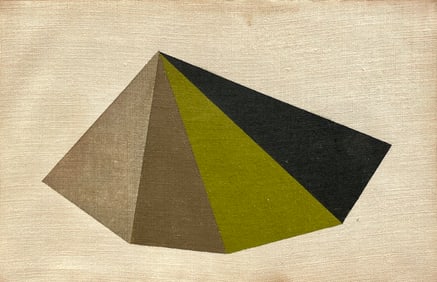 Mid-Century Modern Abstract Oil Painting On Linen Geometric Minimalist