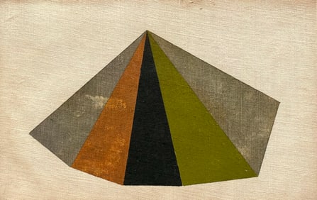 Mid-Century Modern Abstract Oil Painting On Linen Geometric Minimalist