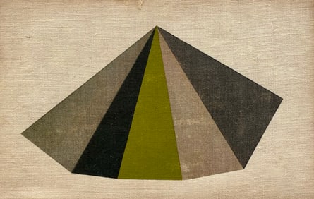 Mid-Century Modern Abstract Oil Painting On Linen Geometric Minimalist