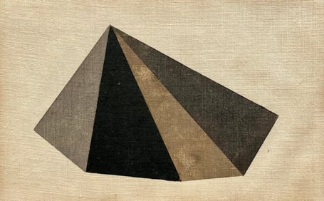 Mid-Century Modern Abstract Oil Painting On Linen Geometric Minimalist