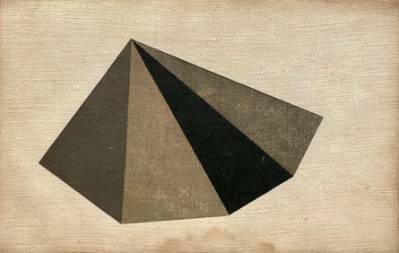Mid-Century Modern Abstract Oil Painting On Linen Geometric Minimalist