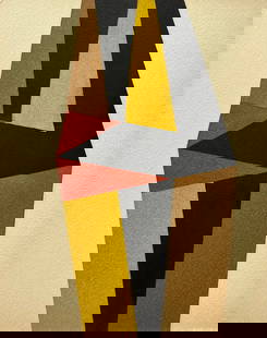 VINTAGE HARD EDGE GEOMETRIC PAINTING: ORIGINAL OIL ON PAPER BOARD. SIZE: 8 X 10 INCHES APPROX. PAINTING IS UNFRAMED. SHIPPING IN THE U.S VIA USPS PRIORITY MAIL $18