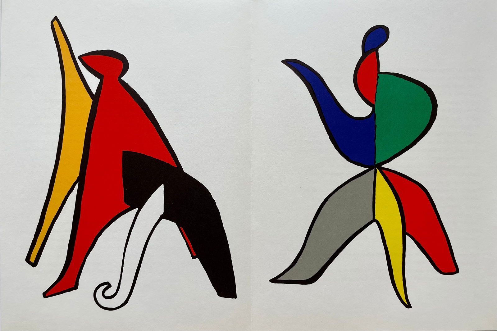ALEXANDER CALDER ORIGINAL VINTAGE DERRIERE LE MIROIR LITHOGRAPHS: Alexander Calder Original Derriere Le Miroir lithographs. Single lithograph Size: 11 X 15 Inches. Total open sheet size: 22 X 15 Inches Approximately. Centerfold as Issued. Unframed. PRINTED FRANCE 19