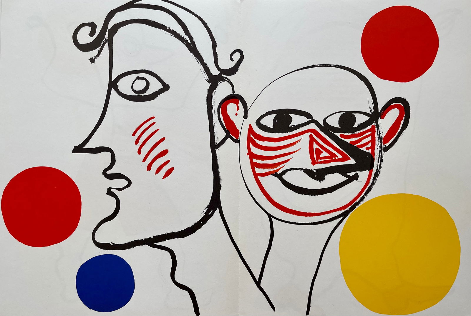 ALEXANDER CALDER ORIGINAL VINTAGE DERRIERE LE MIROIR LITHOGRAPH: Alexander Calder Original Derriere Le Miroir double page lithograph. Total sheet size: 22 X 15 Inches Approximately. Centerfold as Issued. Unframed. PRINTED FRANCE 1976. MAEGHT EDITEUR. SHIPPING IN TH