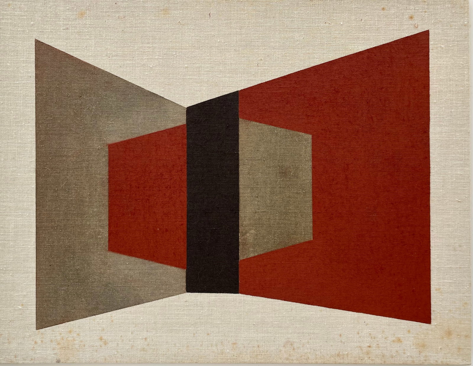 VINTAGE GEOMETRIC PAINTING: VINTAGE OIL ON LINEN BOARD. SIZE: 12 X 9 INCHES APPROX. UNFRAMED. SHIPPING IN THE U.S VIA USPS PRIORITY MAIL $20