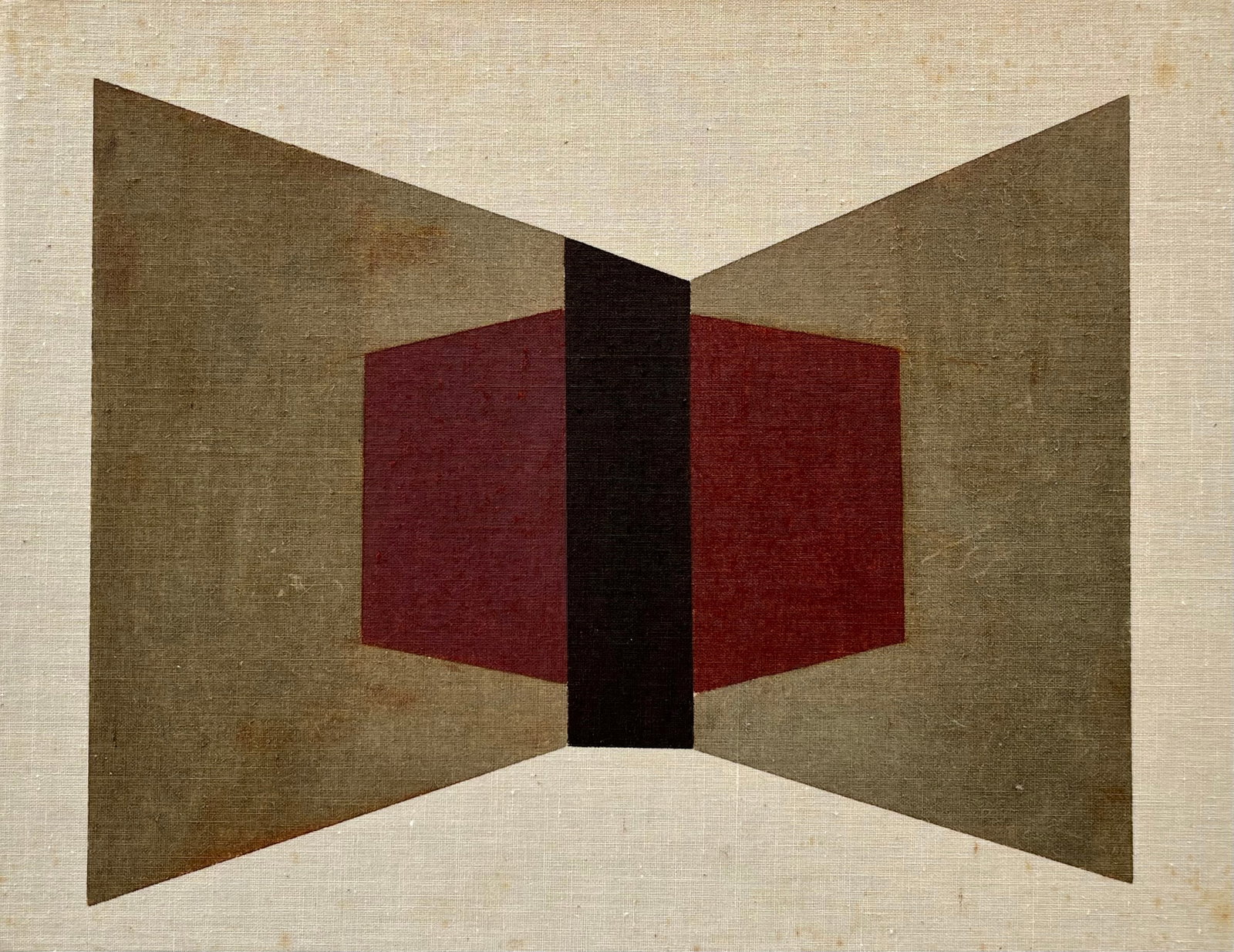 VINTAGE GEOMETRIC PAINTING: VINTAGE OIL ON LINEN BOARD. SIZE: 12 X 9 INCHES APPROX. UNFRAMED. SHIPPING IN THE U.S VIA USPS PRIORITY MAIL $20