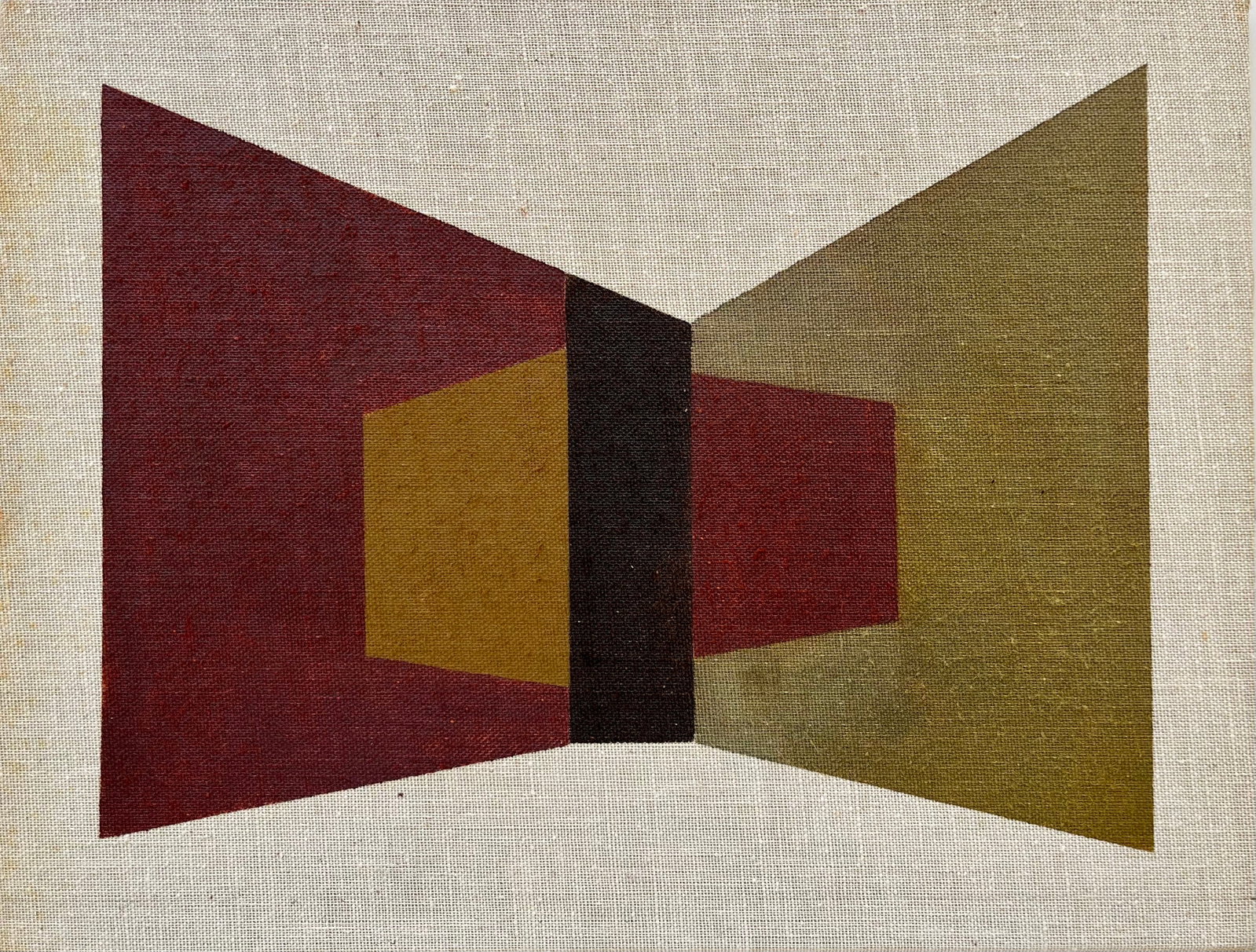 VINTAGE GEOMETRIC PAINTING: VINTAGE OIL ON LINEN BOARD. SIZE: 12 X 9.5 INCHES APPROX. UNFRAMED. SHIPPING IN THE U.S VIA USPS PRIORITY MAIL $20