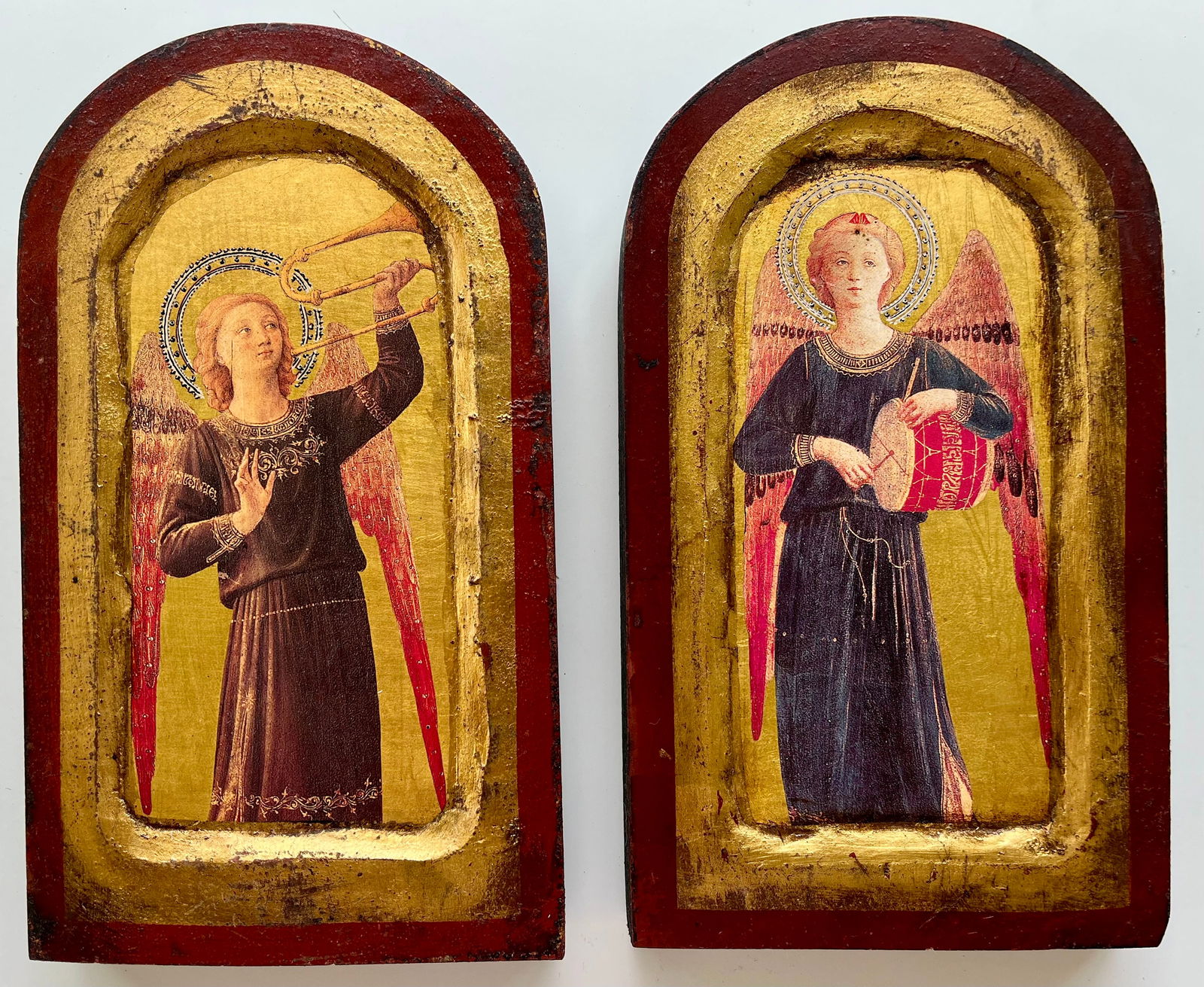 Set of 2 Gilt Wood Angel Icons | Italian Renaissance Style | 9x5 (1 of 4)