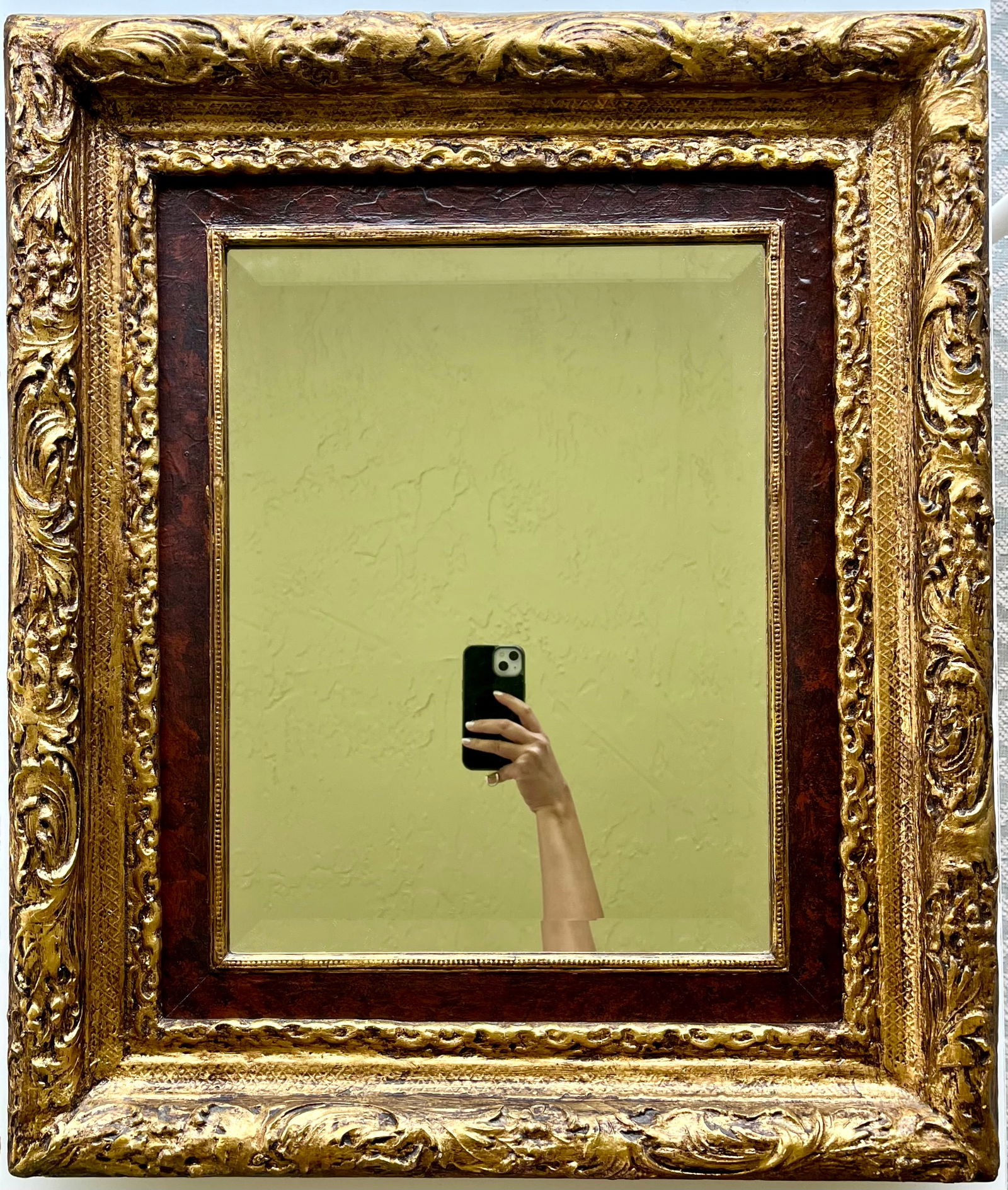 Vintage Baroque / Rococo Style Gilded Mirror | Ornate Gold Frame: Add elegance and old-world charm to your space with this stunning wall mirror. Professionally framed by Beaucoup: The Little Gallery, this piece features a richly detailed Baroque-inspired frame with