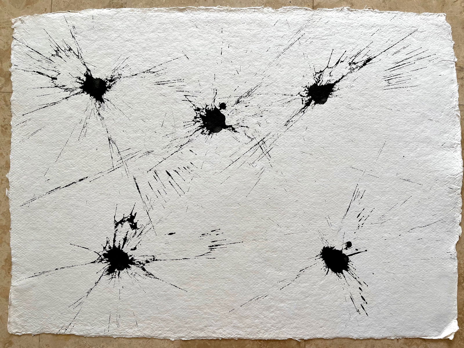 ORIGINAL MINIMALIST LARGE INK ON HANDMADE PAPER PAINTING: SIZE: 22.5X30 INCHES APPROX. DRAWING IS UNFRAMED. SHIPPING IN THE U.S VIA USPS PRIORITY MAIL $25