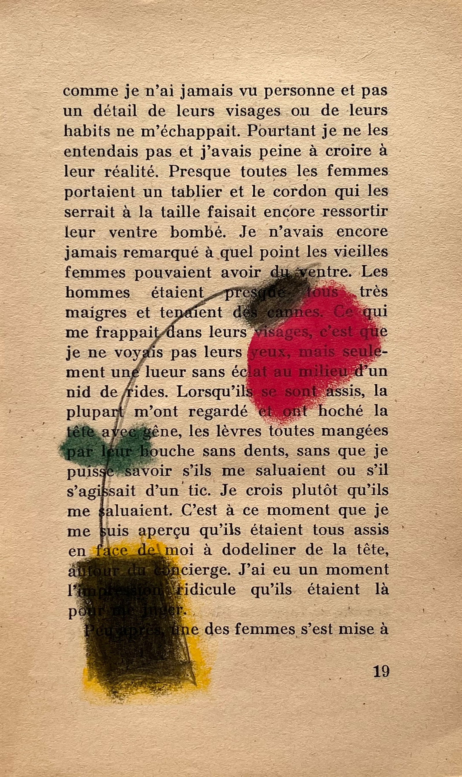 SMALL NAIVE DRAWING FLOWER IN VASE: OIL PASTEL ON FRENCH BOOK PAGE. SIZE: 7 X 4 INCHES APPROX. UNFRAMED. THIN PAPER. SHIPPING IN THE U.S VIA USPS PRIORITY MAIL $12