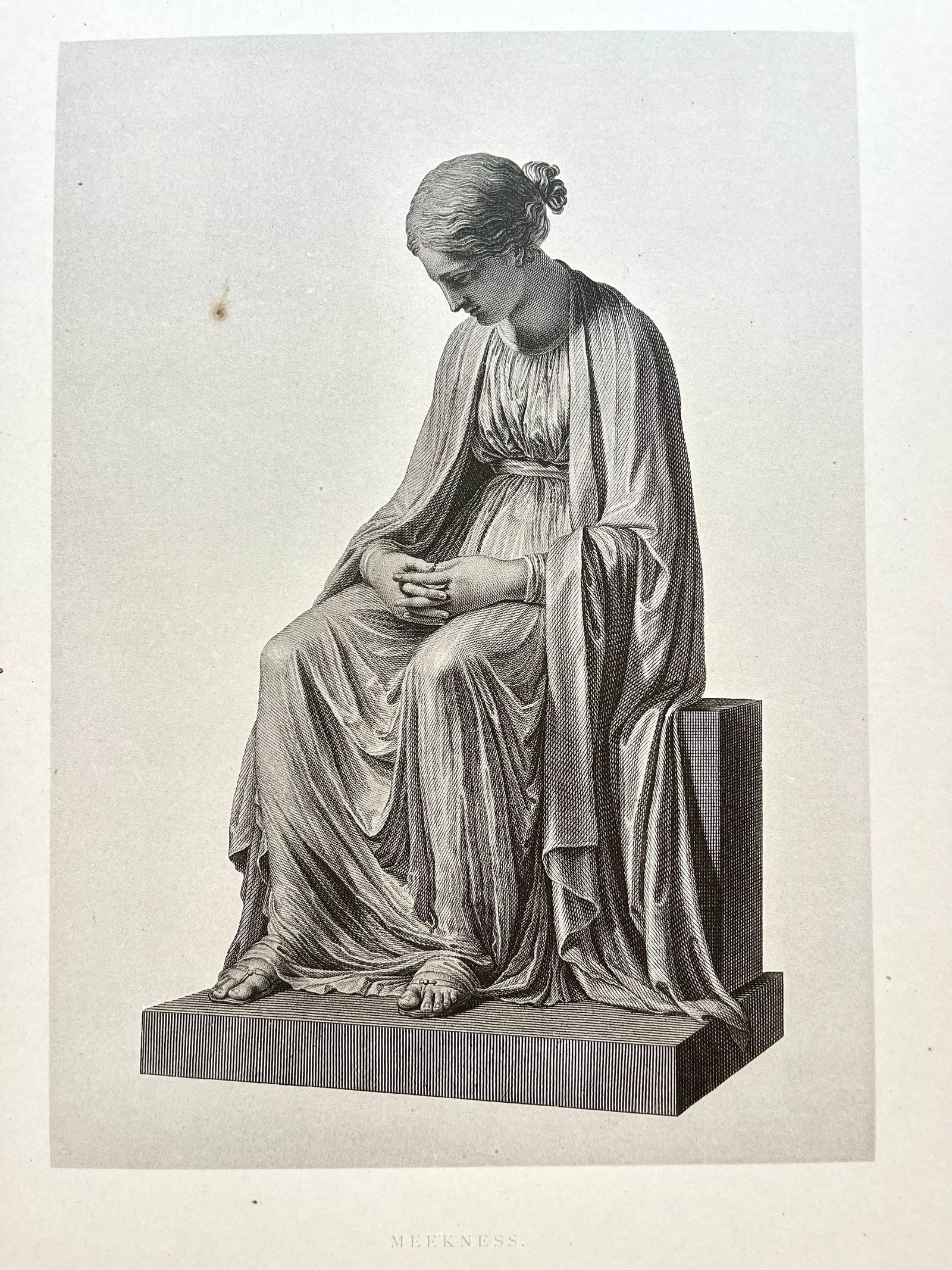 ANTIQUE PRINT AFTER ANTONIO CANOVA NEOCLASSICAL STATUE MEEKNESS (1 of 2)