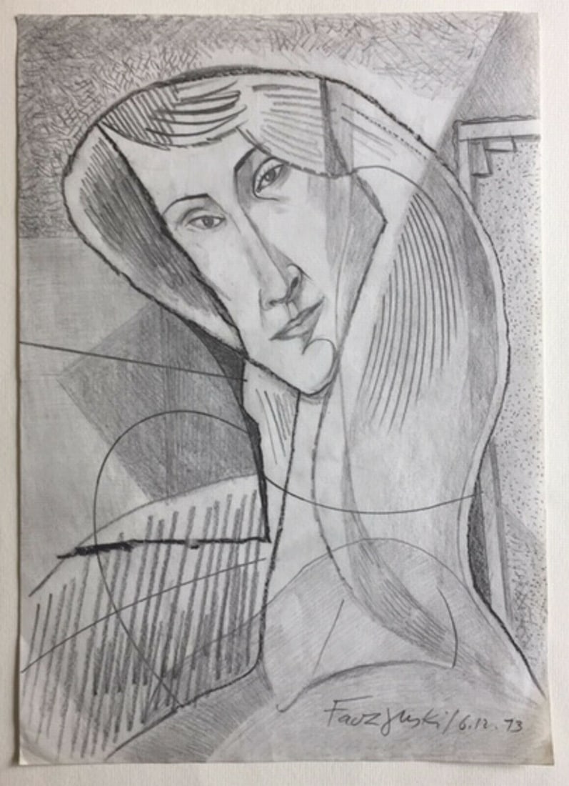 JERZY FACZYNSKI DRAWING: Jerzy Faczynski drawing. Size: 11 5/8 X 8 inches. Unframed. SHIPPING IN THE U.S VIA USPS PRIORITY MAIL $15. Jerzy Faczynski was born in Poland in 1917 to an artistic family, and studied art and archit