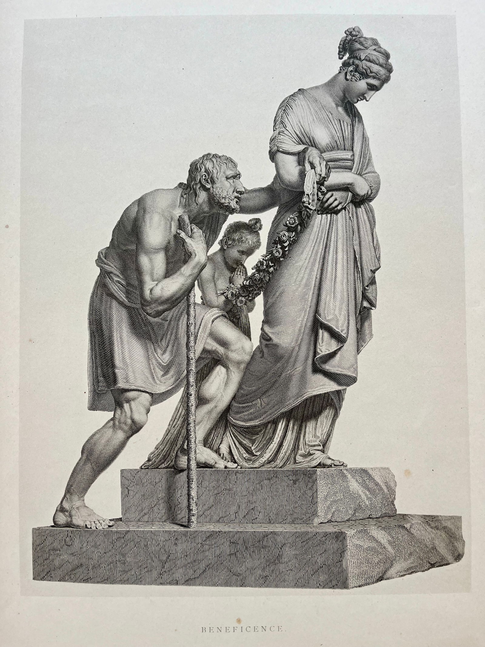 ANTIQUE PRINT AFTER ANTONIO CANOVA NEOCLASSICAL STATUE BENEFICENCE (1 of 2)