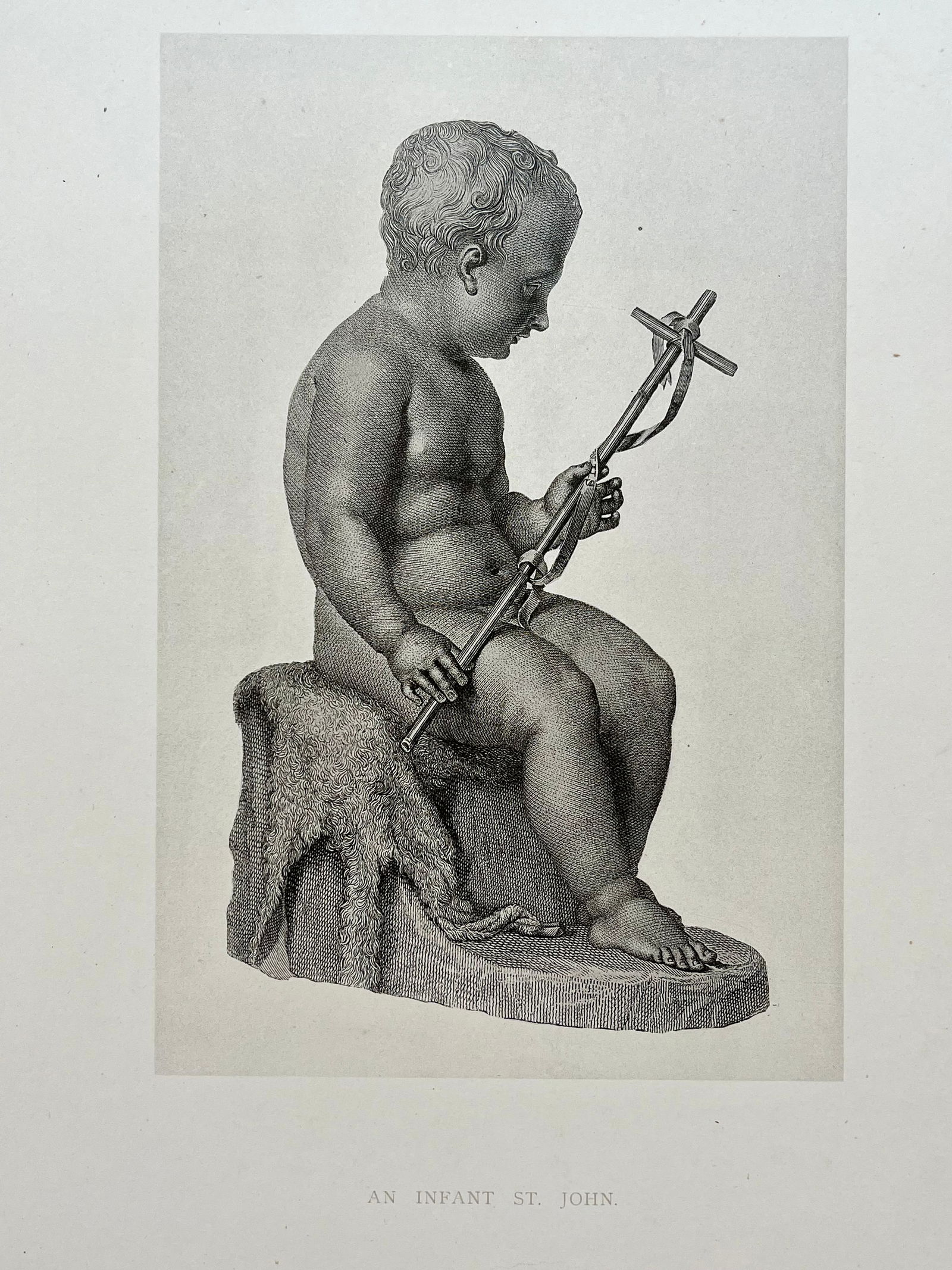 ANTIQUE PRINT AFTER ANTONIO CANOVA NEOCLASSICAL AN INFANT ST JOHN (1 of 2)