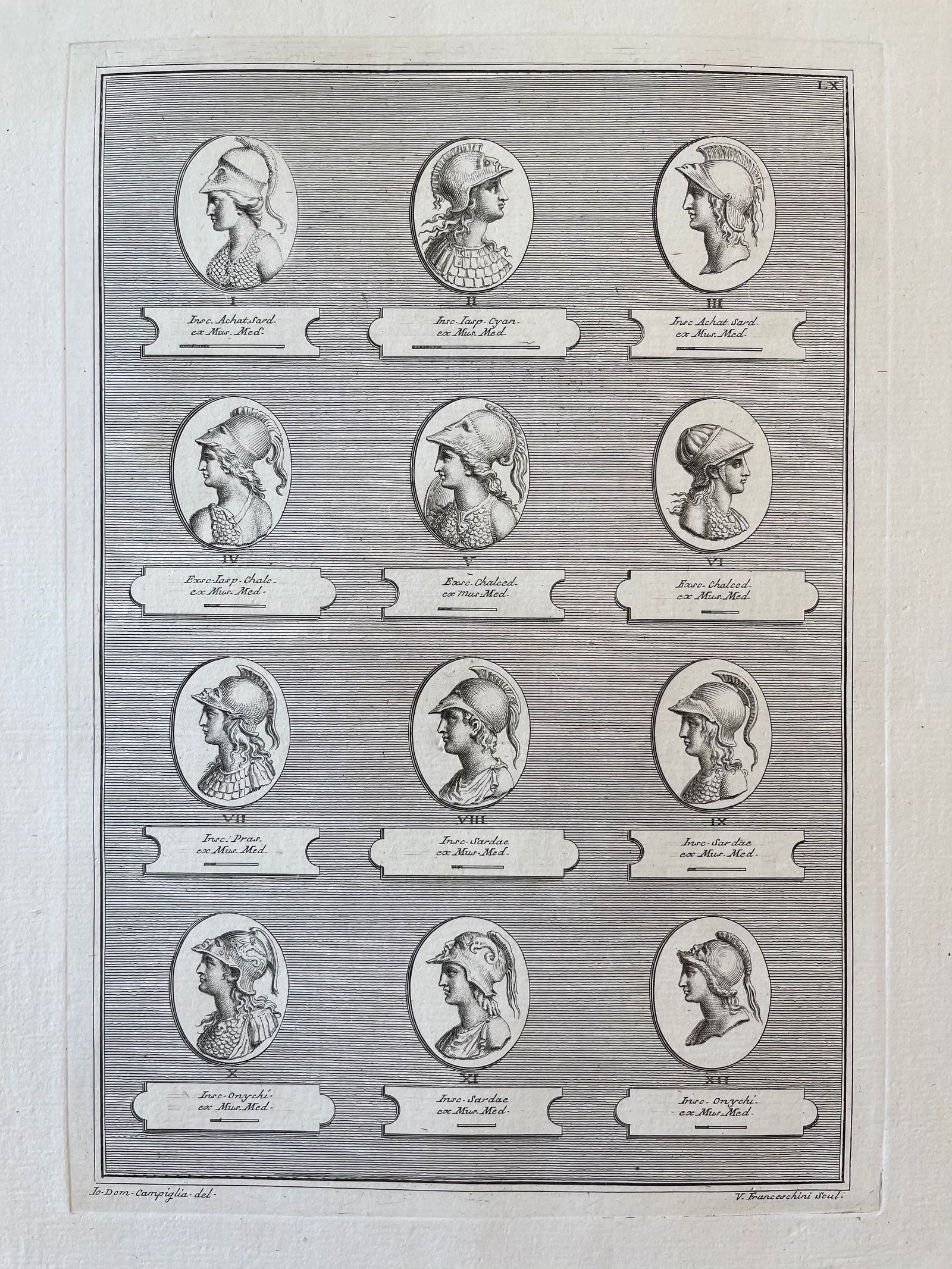 ANTIQUE NEOCLASSICAL ETCHING OF ROMAN CAMEOS: ANTIQUE ORIGINAL 18th Century ENGRAVING OF ROMAN MEDALLIONS. Laid paper. Engraving is Unframed. Size: 17.5 X 13.5 Inches Approx. SHIPPING IN THE U.S VIA USPS PRIORITY MAIL $18