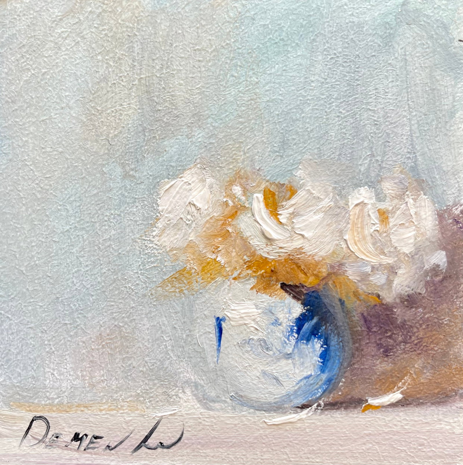 ORIGINAL MINIATURE OIL PAINTING FLOWERS: ORIGINAL OIL ON WOOD PANEL. SIZE: 9.7 CM APPROX. PAINTING IS UNFRAMED. SHIPPING IN THE U.S VIA USPS PRIORITY MAIL $12