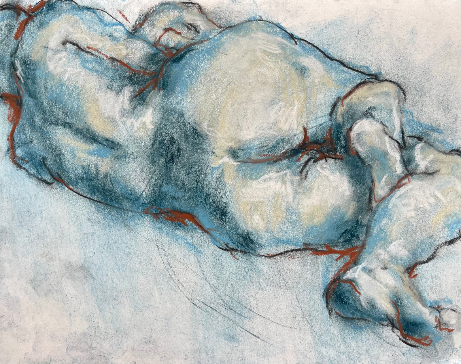 ABSTRACT MODERNIST DRAWING RECLINING NUDE: ORIGINAL ABSTRACT DRAWING CHARCOAL AND PASTEL ON PAPER. SIZE: 11X14 INCHES. DRAWING IS UNFRAMED. SHIPPING IN THE U.S VIA USPS PRIORITY MAIL $15