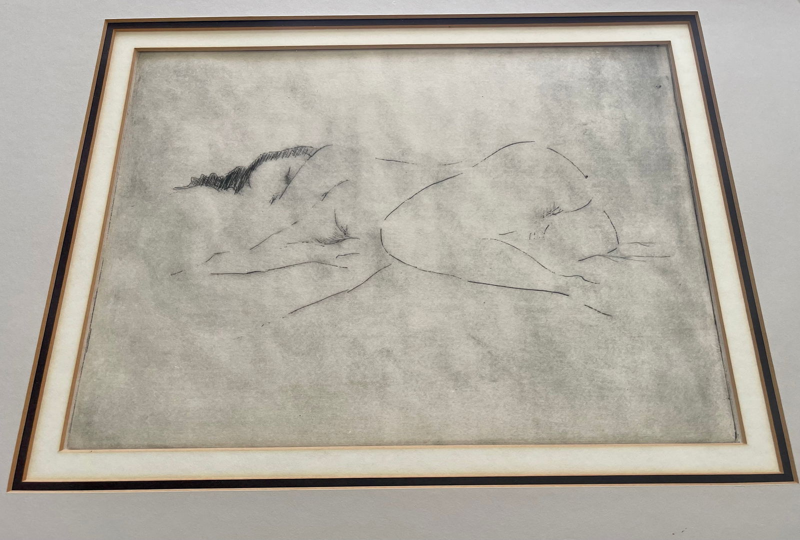 RECLINING NUDE FRAMED VINTAGE ENGRAVING - 2