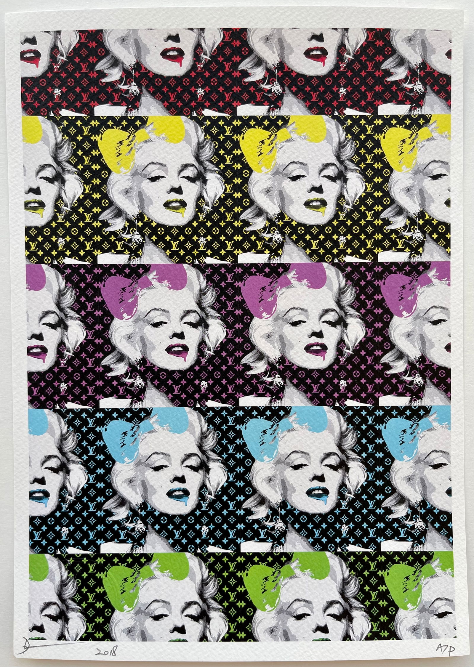 POP ART PRINT MARILYN: SIZE: 11.5 X 8.2 INCHES APPROX. UNFRAMED. SIGNED SEALED. SHIPPING IN THE U.S VIA USPS PRIORITY MAIL $15