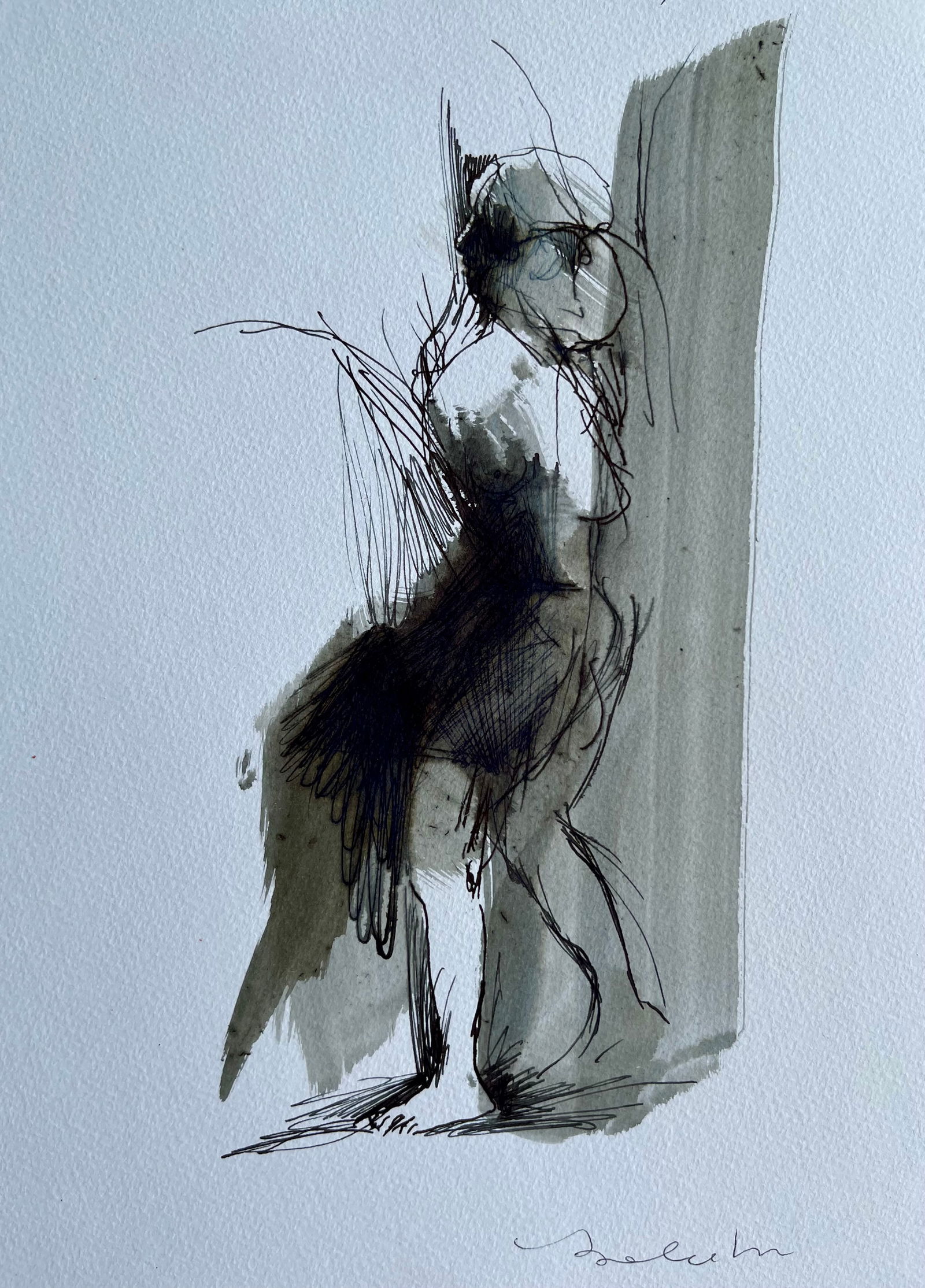 FRENCH ABSTRACT DRAWING ON PAPER: FRENCH ORIGINAL DRAWING ON PAPER. SIZE: 12.5 X 8 inches approx. UNFRAMED. SHIPPING IN THE U.S VIA USPS PRIORITY MAIL $14