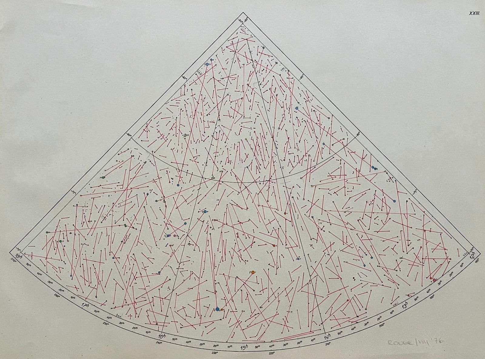 VINTAGE INK ON CELESTIAL MAP DRAWING: VINTAGE DRAWING INK ON CELESTIAL MAP PAPER. SIGNED IN PENCIL UNINTELLIGIBLE. SIZE: 18.5 X 25 INCHES APPROX. UNFRAMED. DRAWING COMES ROLLED IN A TUBE. SHIPPING IN THE U.S VIA USPS PRIORITY MAIL $25