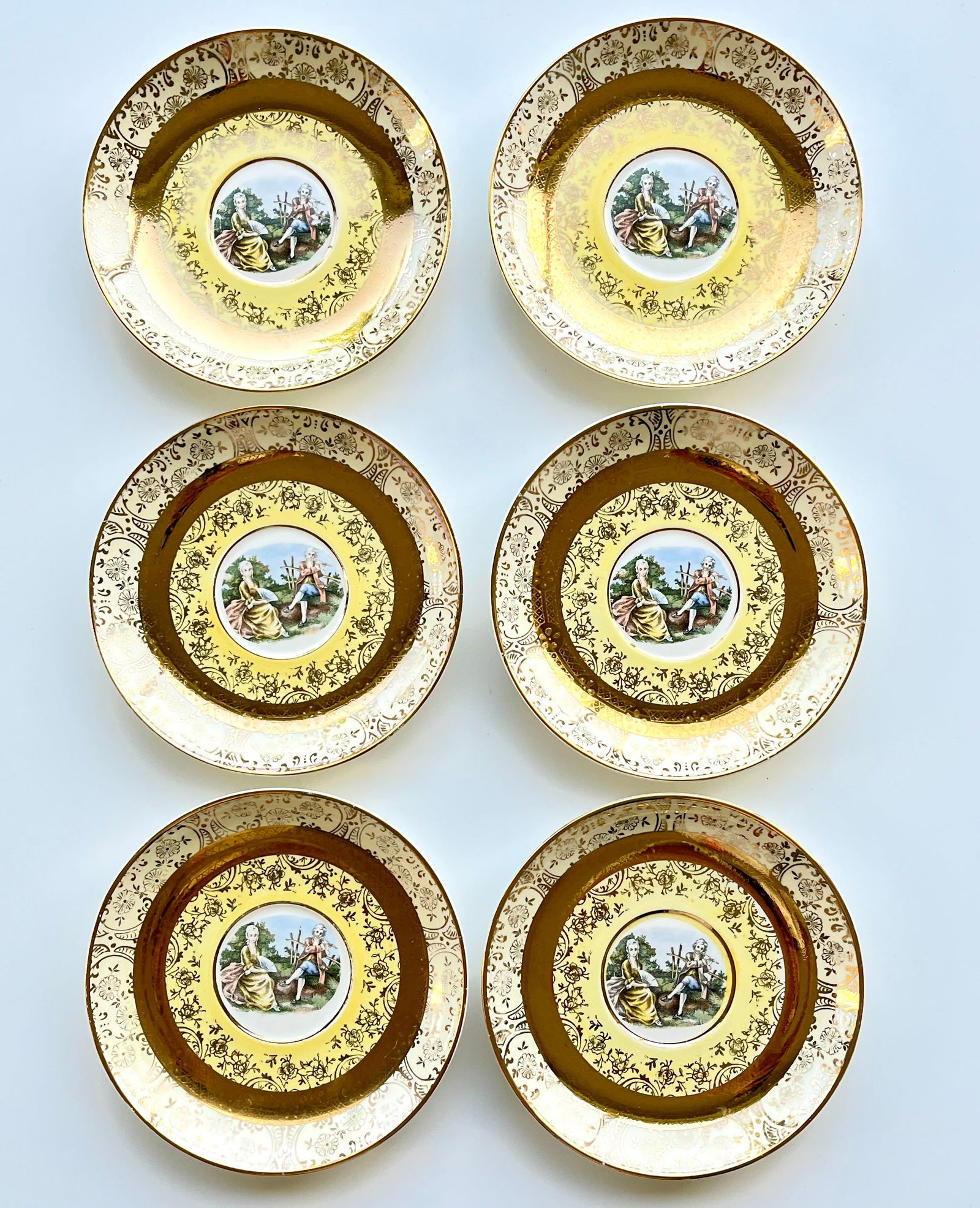 Victorian Style Porcelain Plates Set of 6 – 22K Gold Trim 6 inches Bromley (1 of 6)
