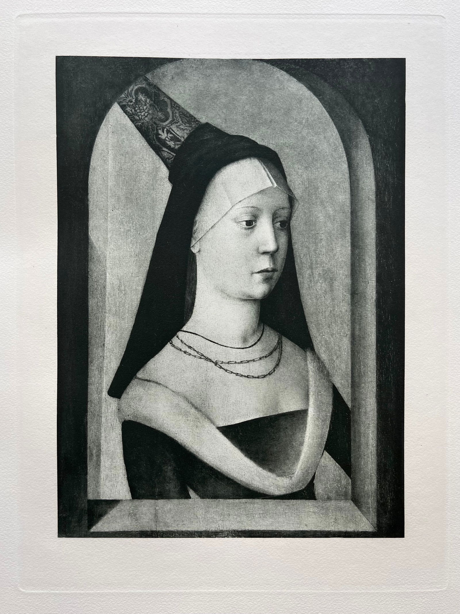 LARGE ETCHING AFTER FRENCH MASTER PORTRAIT OF A WOMAN (1 of 2)