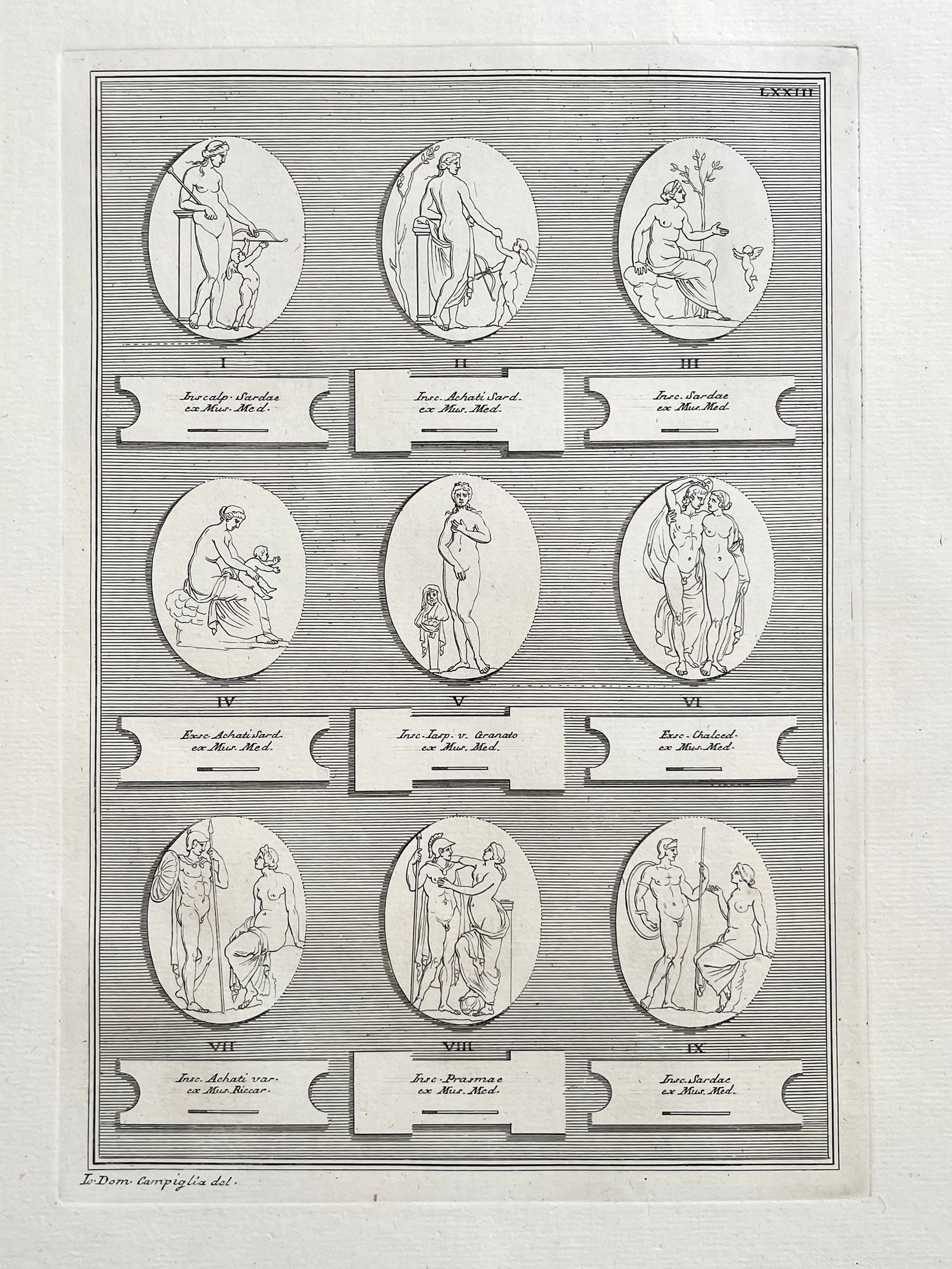 ANTIQUE NEOCLASSICAL ETCHING OF ROMAN CAMEOS (1 of 4)