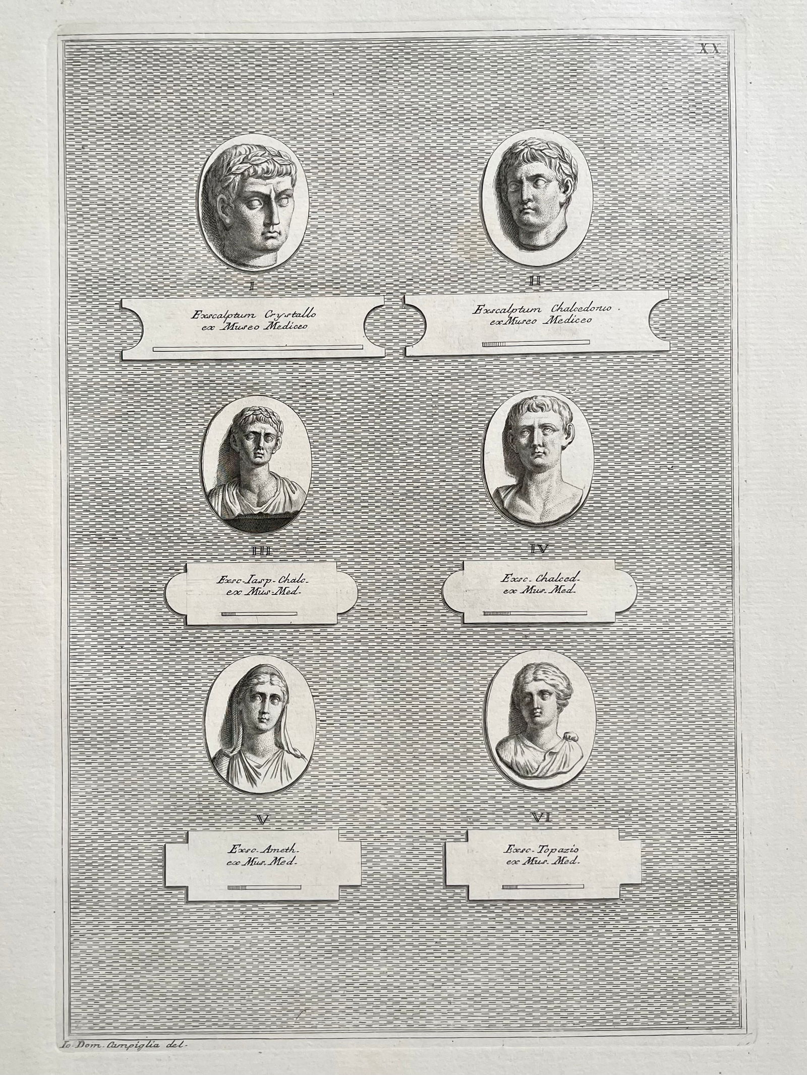 ANTIQUE NEOCLASSICAL ETCHING OF ROMAN CAMEOS (1 of 2)