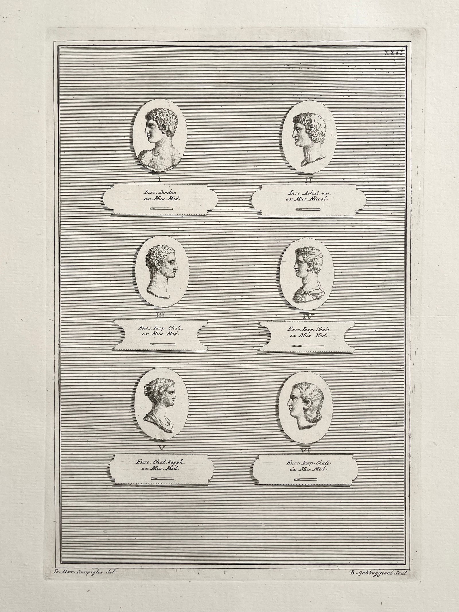 ANTIQUE NEOCLASSICAL ETCHING OF ROMAN CAMEOS (1 of 2)