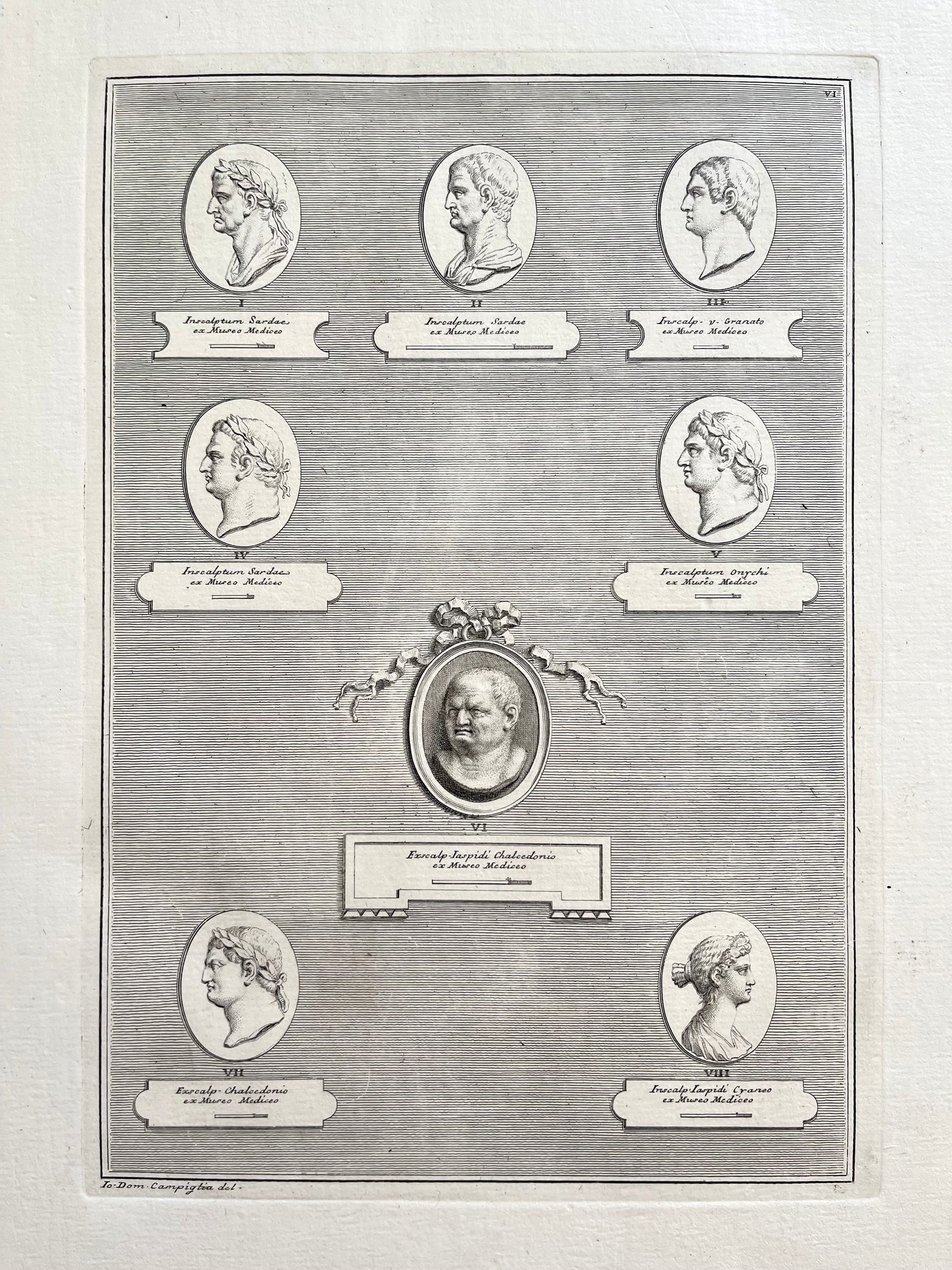 ANTIQUE NEOCLASSICAL ETCHING OF ROMAN CAMEOS: ANTIQUE ORIGINAL 18th Century ENGRAVING OF ROMAN MEDALLIONS. Laid paper. Engraving is Unframed. Size: 17.5 X 13.5 Inches Approx. SHIPPING IN THE U.S VIA USPS PRIORITY MAIL $18