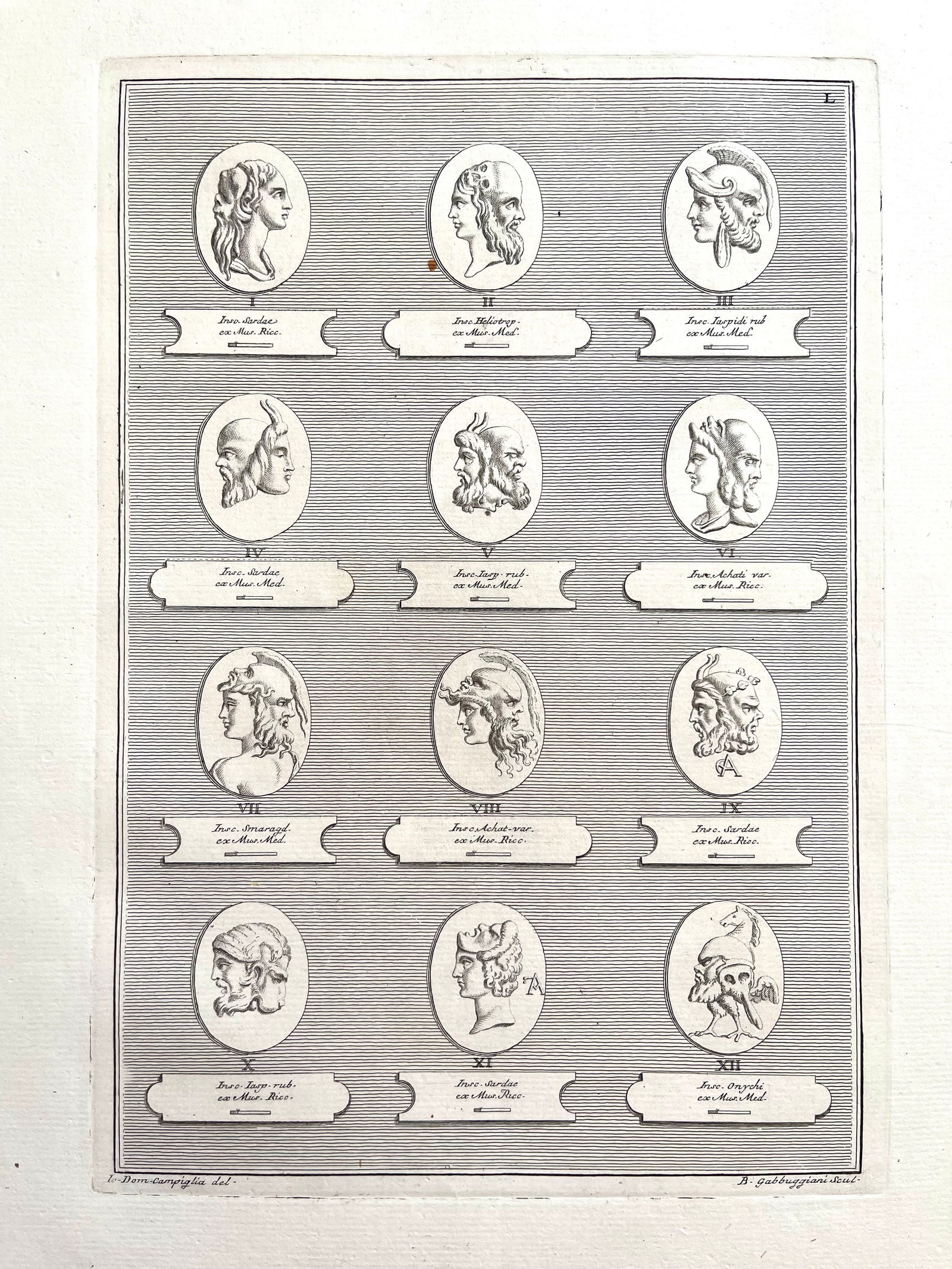 ANTIQUE NEOCLASSICAL ETCHING OF ROMAN CAMEOS: ANTIQUE ORIGINAL 18th Century ENGRAVING OF ROMAN MEDALLIONS. Laid paper. Engraving is Unframed. Size: 17.5 X 13.5 Inches Approx. SHIPPING IN THE U.S VIA USPS PRIORITY MAIL $18