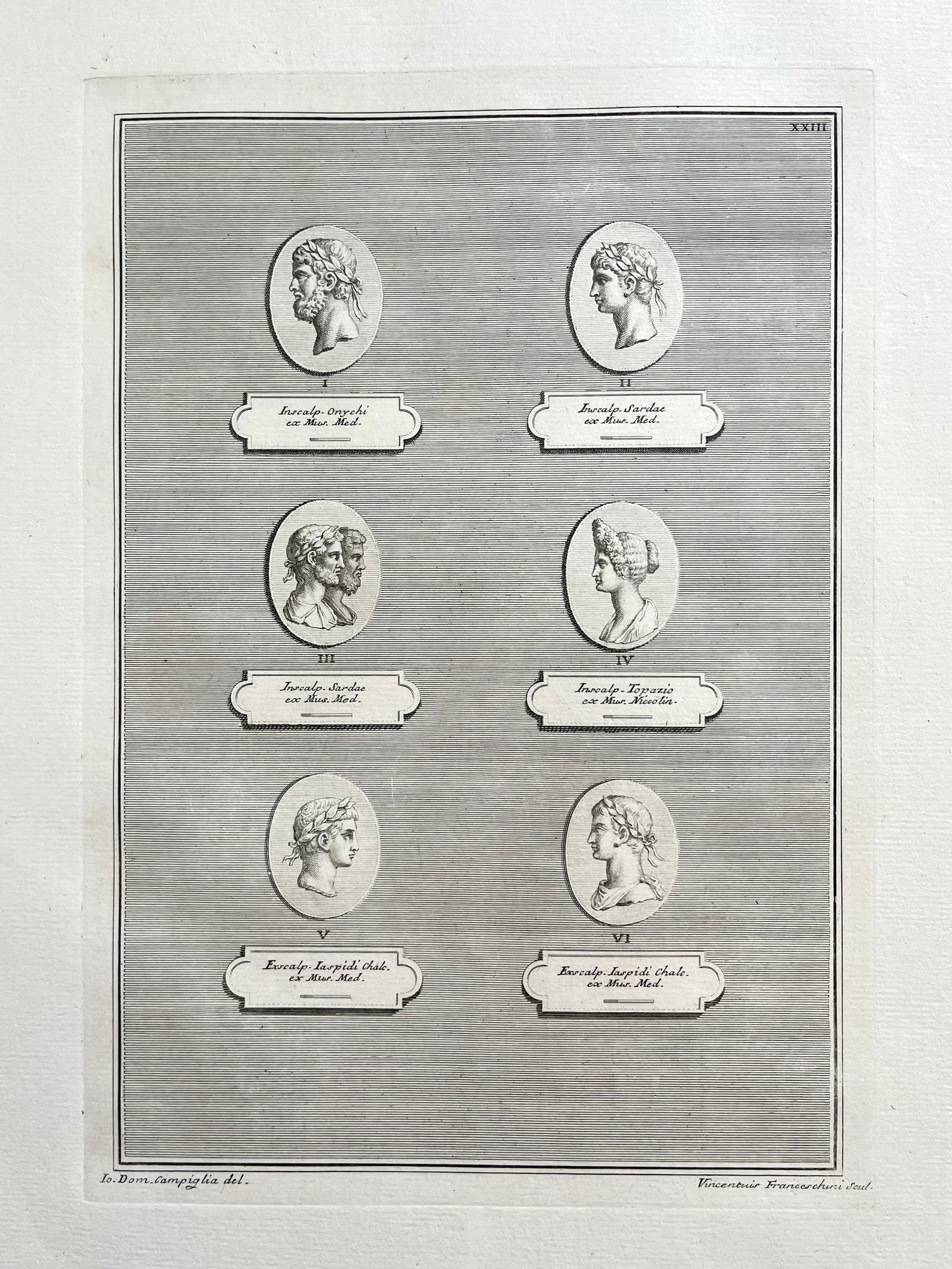 ANTIQUE NEOCLASSICAL ETCHING OF ROMAN CAMEOS: ANTIQUE ORIGINAL 18th Century ENGRAVING OF ROMAN MEDALLIONS. Laid paper. Engraving is Unframed. Size: 17.5 X 13.5 Inches Approx. SHIPPING IN THE U.S VIA USPS PRIORITY MAIL $18