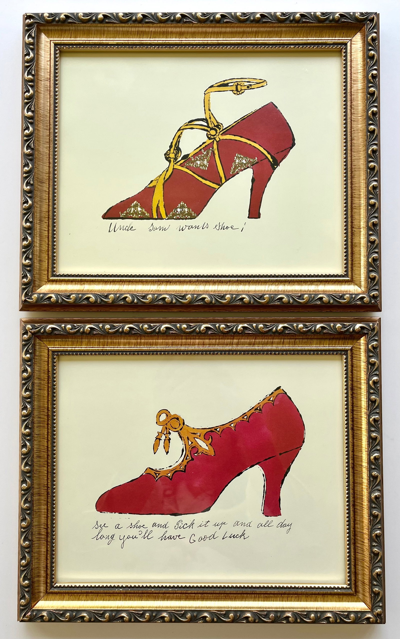 SET OF 2 ANDY WARHOL FRAMED LITHOGRAPHS "A LA RECHERCHE DU SHOE PERDU" (1 of 5)