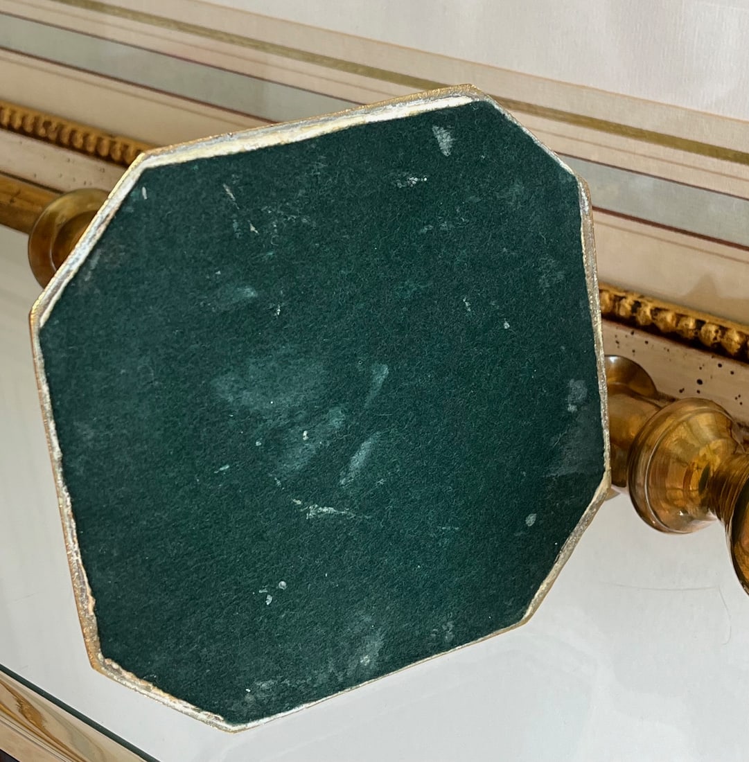 Antique Solid Brass Candlestick Holders Pair | Octagonal Base Colonial Revival - 5