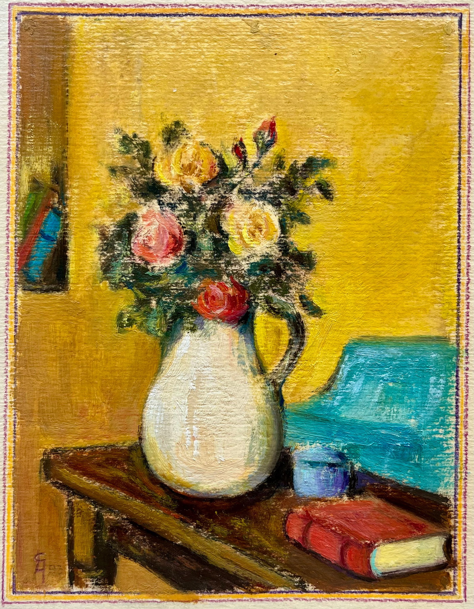 Original Still Life Painting Bouquet Of Flowers Oil On Paper: Painting total paper size 8 x 9.5 inches approx. Image size 5.2 x 7 inches approx. UNFRAMED. Shipping in the U.S via USPS Priority Mail $15