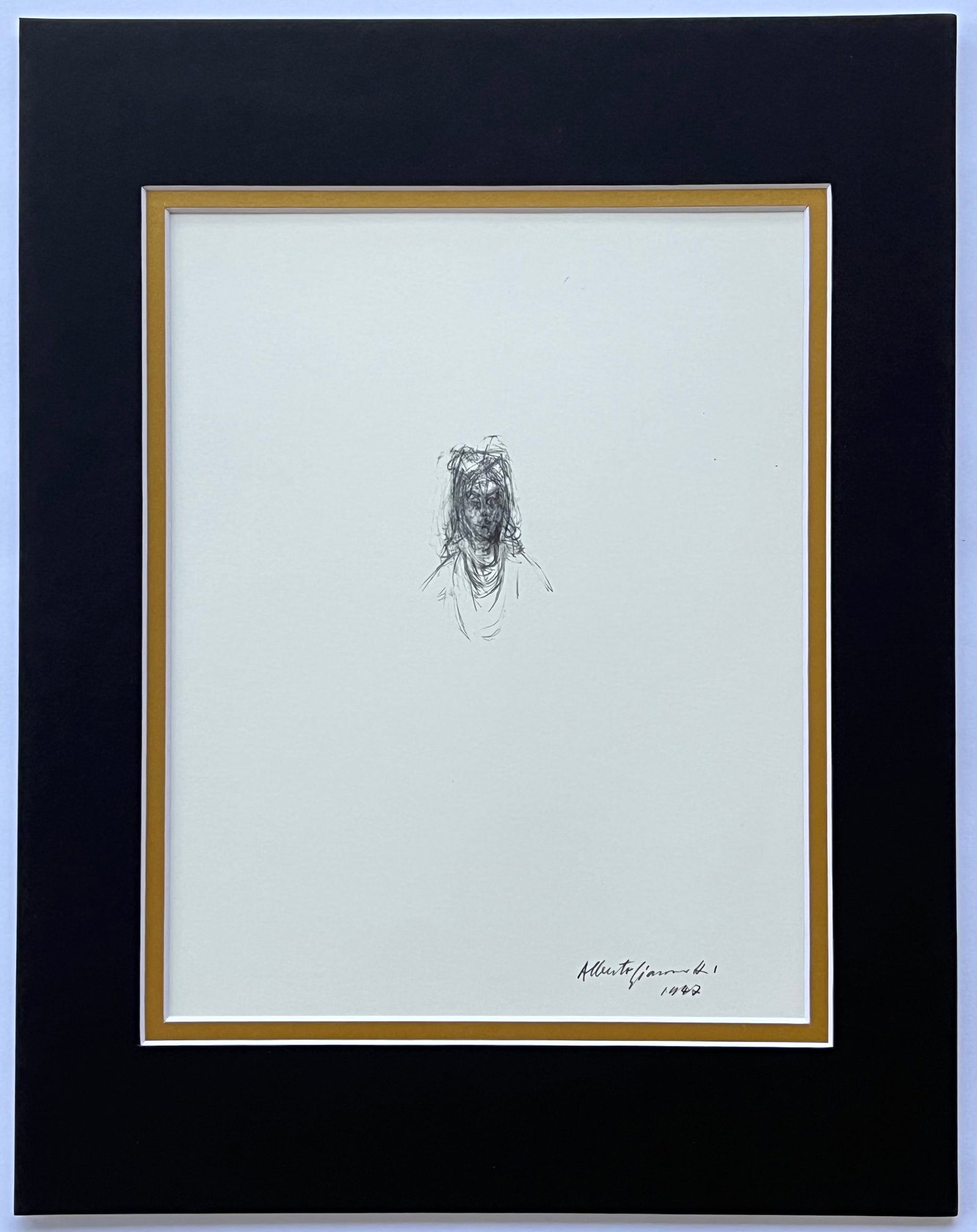 MATTED ALBERTO GIACOMETTI PRINT: PRINTS PRINTED IN ITALY CIRCA 1980. TOTAL MAT SIZE: 11 X 14 INCHES. SHIPPING IN THE U.S VIA USPS PRIORITY MAIL $15