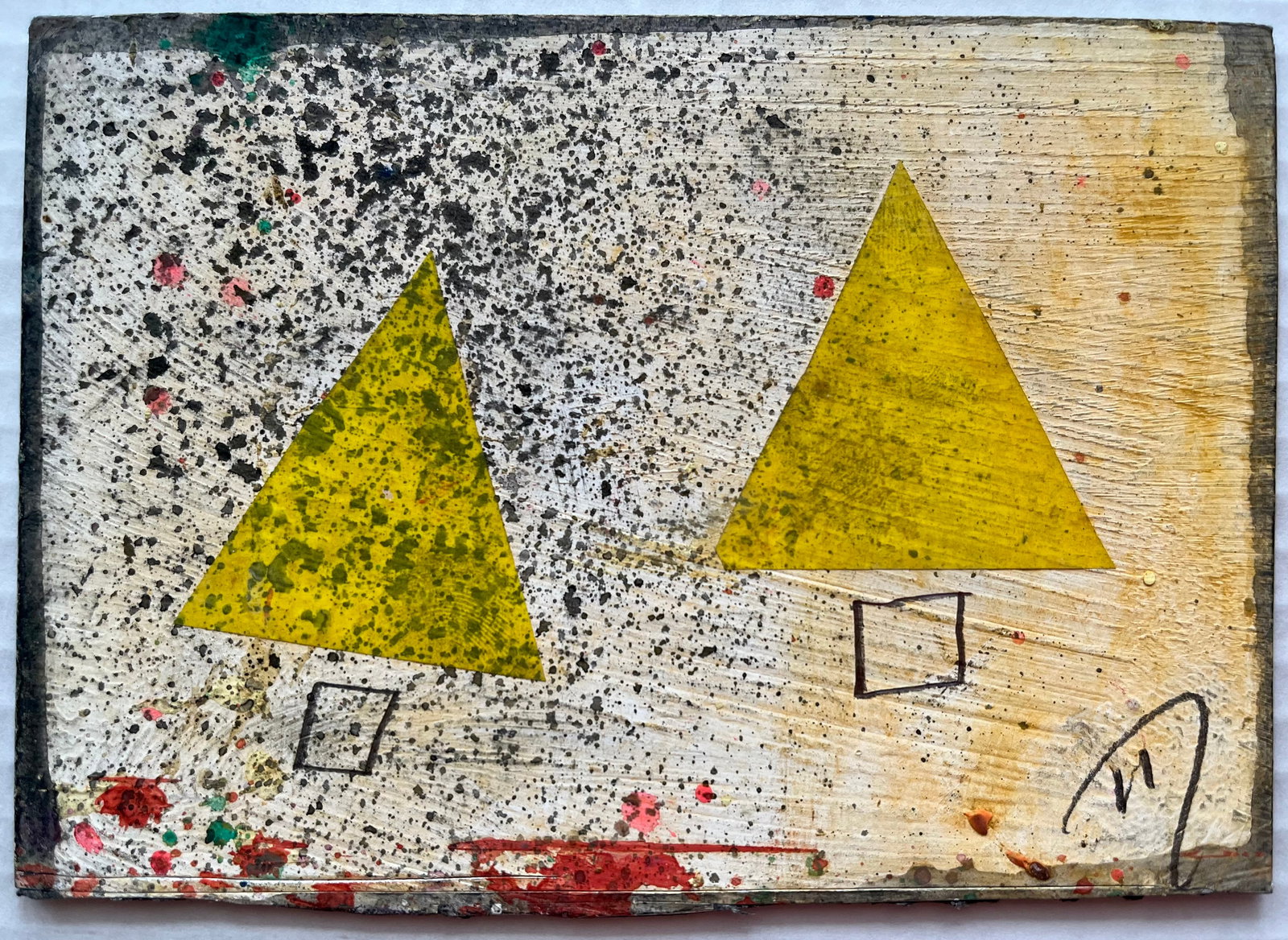 ART BRUT NAIVE MIXED MEDIA: ORIGINAL MIXED MEDIA ON PAPER. SIZE: 4X6 INCHES. PAINTING IS UNFRAMED. SHIPPING IN THE U.S VIA USPS PRIORITY MAIL $12