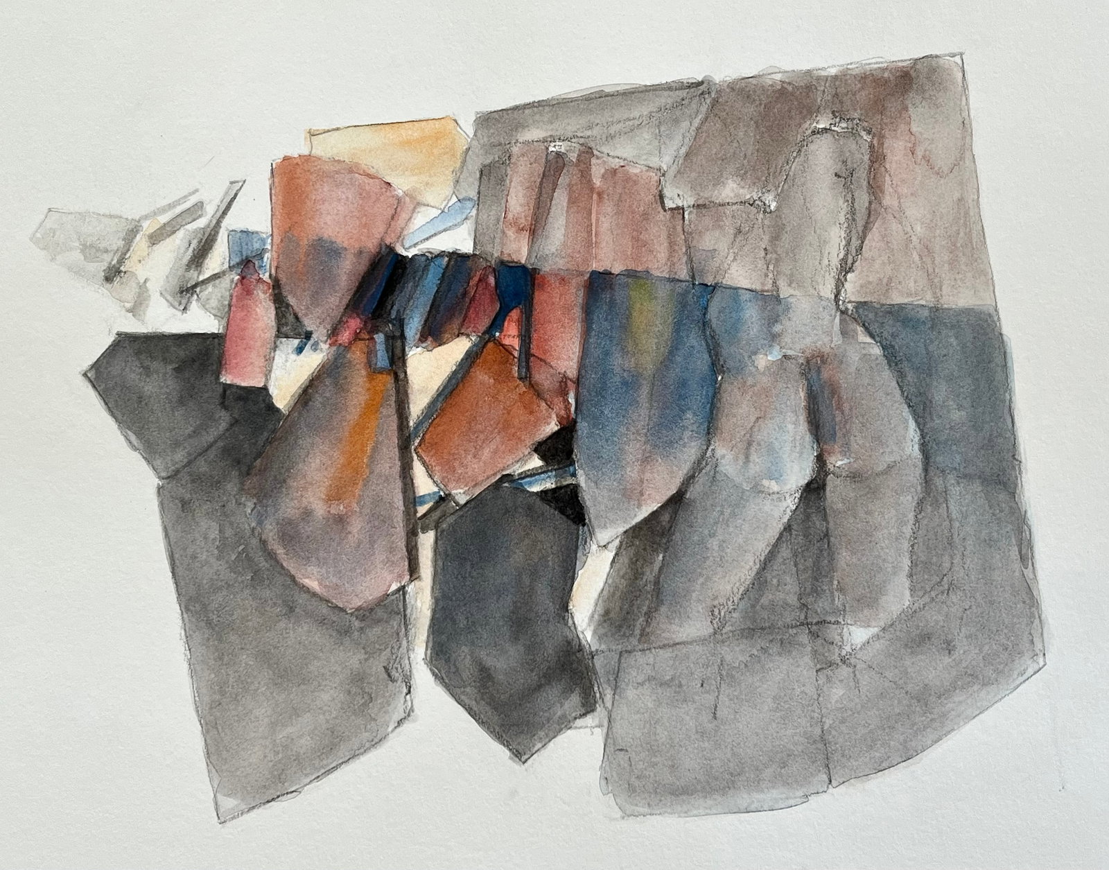 ORIGINAL ABSTRACT FRENCH WATERCOLOR: French Watercolor on Paper. Size: 9.5 x 12.5 inches approx. Painting is Unframed. Shipping via USPS Priority Mail $16.