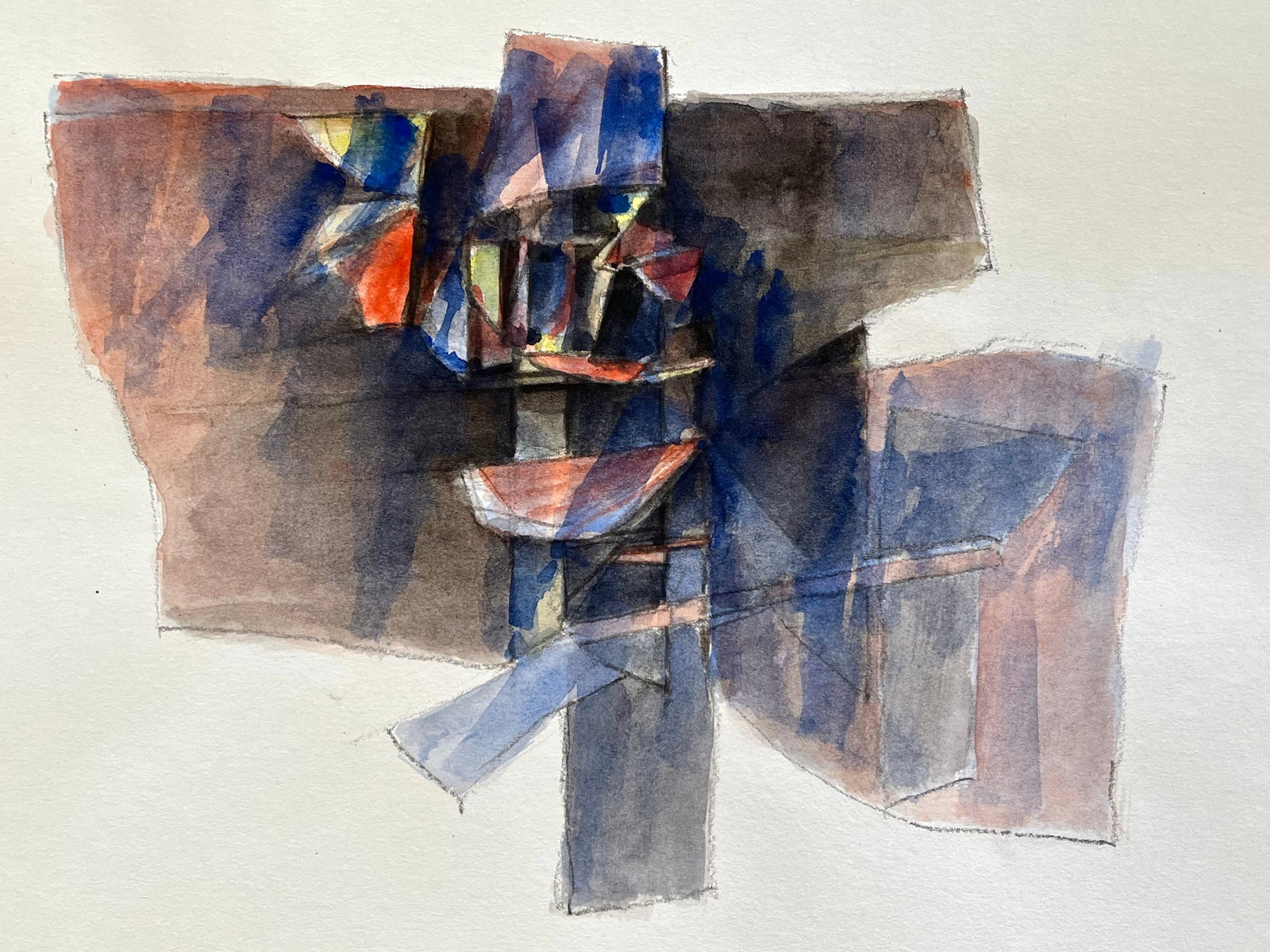 ORIGINAL ABSTRACT FRENCH WATERCOLOR: French Watercolor on Paper. Size: 9.5 x 12.5 inches approx. Painting is Unframed. Shipping via USPS Priority Mail $16.