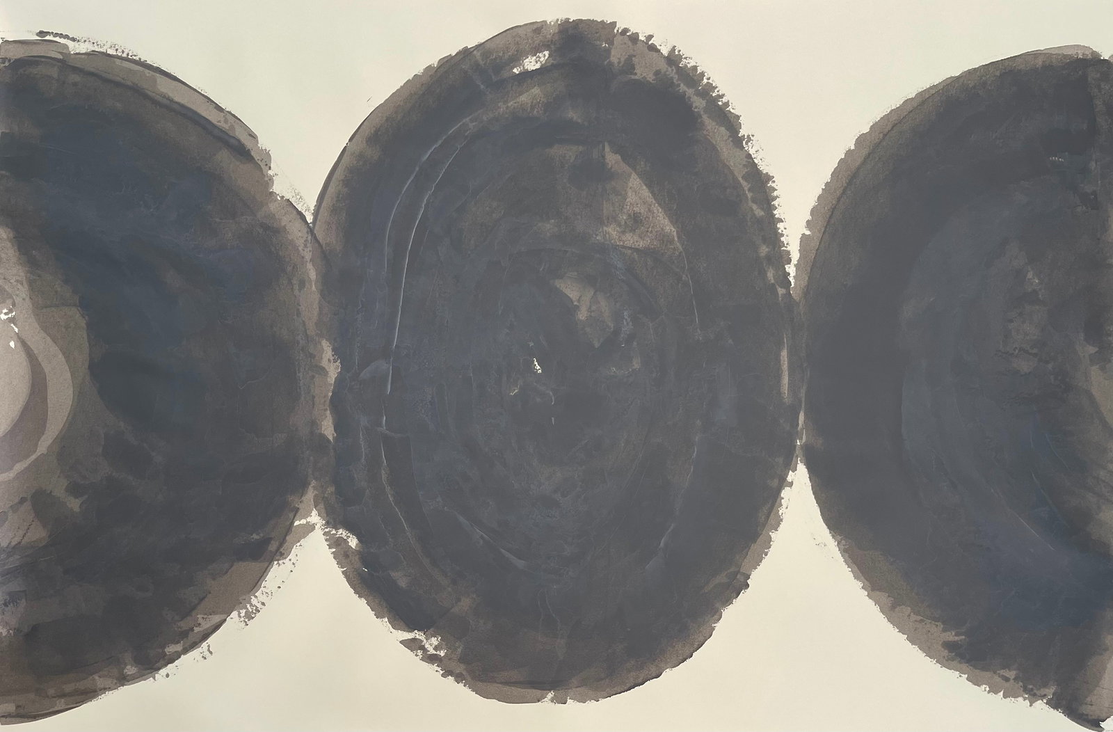 MODERN GRAY ACRYLIC ON PAPER PAINTING 54X36 IN: ACRYLIC ON PAPER. SIZE: 54X36 INCHES. PAINTING IS UNFRAMED. COMES ROLLED IN A TUBE. SHIPPING IN THE U.S IS $25