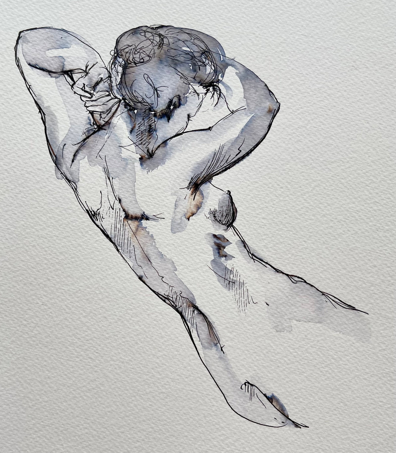 DRAWING FEMALE NUDE AFTER HERBERT JAMES DRAPER: MIXED MEDIA ON PAPER DRAWING. SIZE: 21 cm x 29.7 cm . DRAWING IS UNFRAMED. SHIPPING IN THE U.S VIA USPS PRIORITY MAIL $15