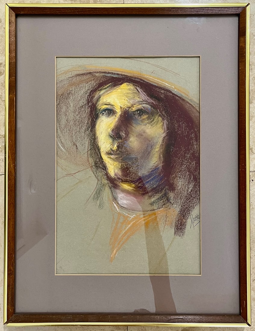 ANTIQUE PASTEL DRAWING WILLIAM SALTER: SIGNED PASTEL PORTRAIT. FRAME SIZE: 19 X 25 INCHES. SHIPPING IN THE U.S VIA USPS PRIORITY MAIL $40