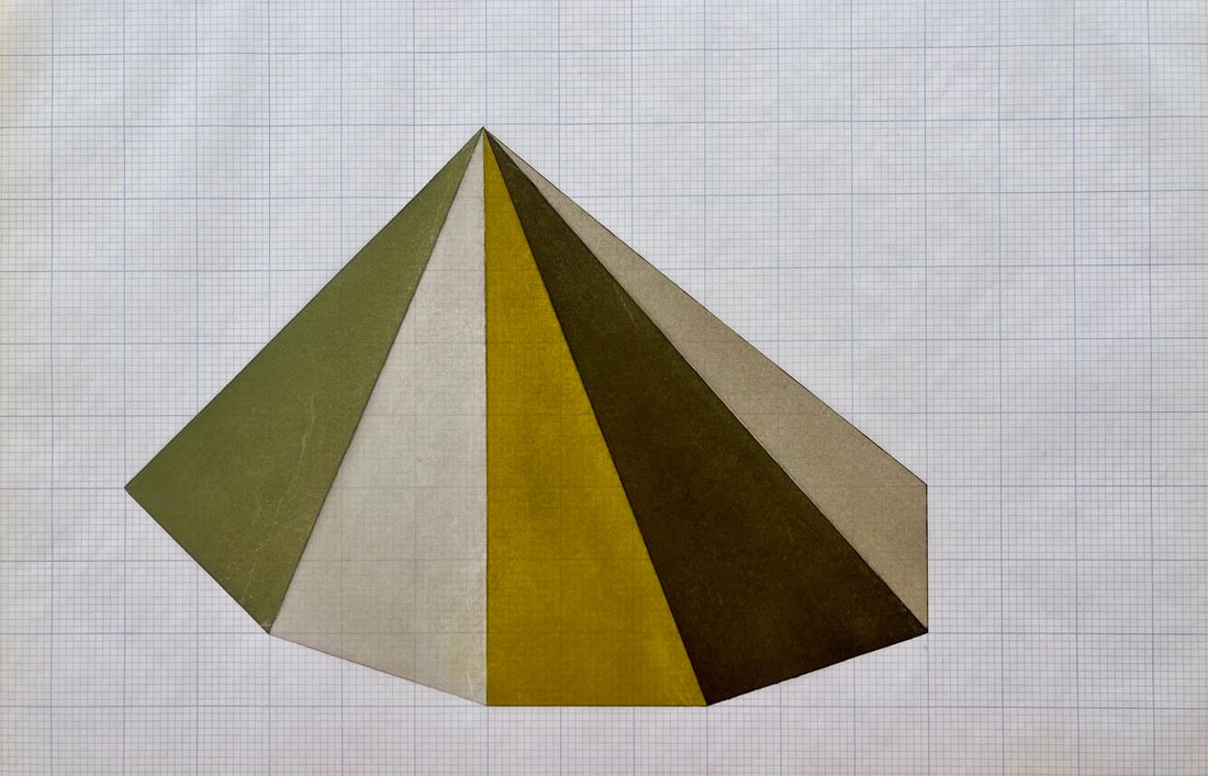 Original Vintage Abstract Geometric Oil Painting On Tracing Paper: Original Vintage Abstract Oil Painting on Tracing Paper . Unframed. Size: 17 x 11” approx. Unsigned. Age toning. SHIPPING IN THE U.S VIA USPS PRIORITY MAIL $20