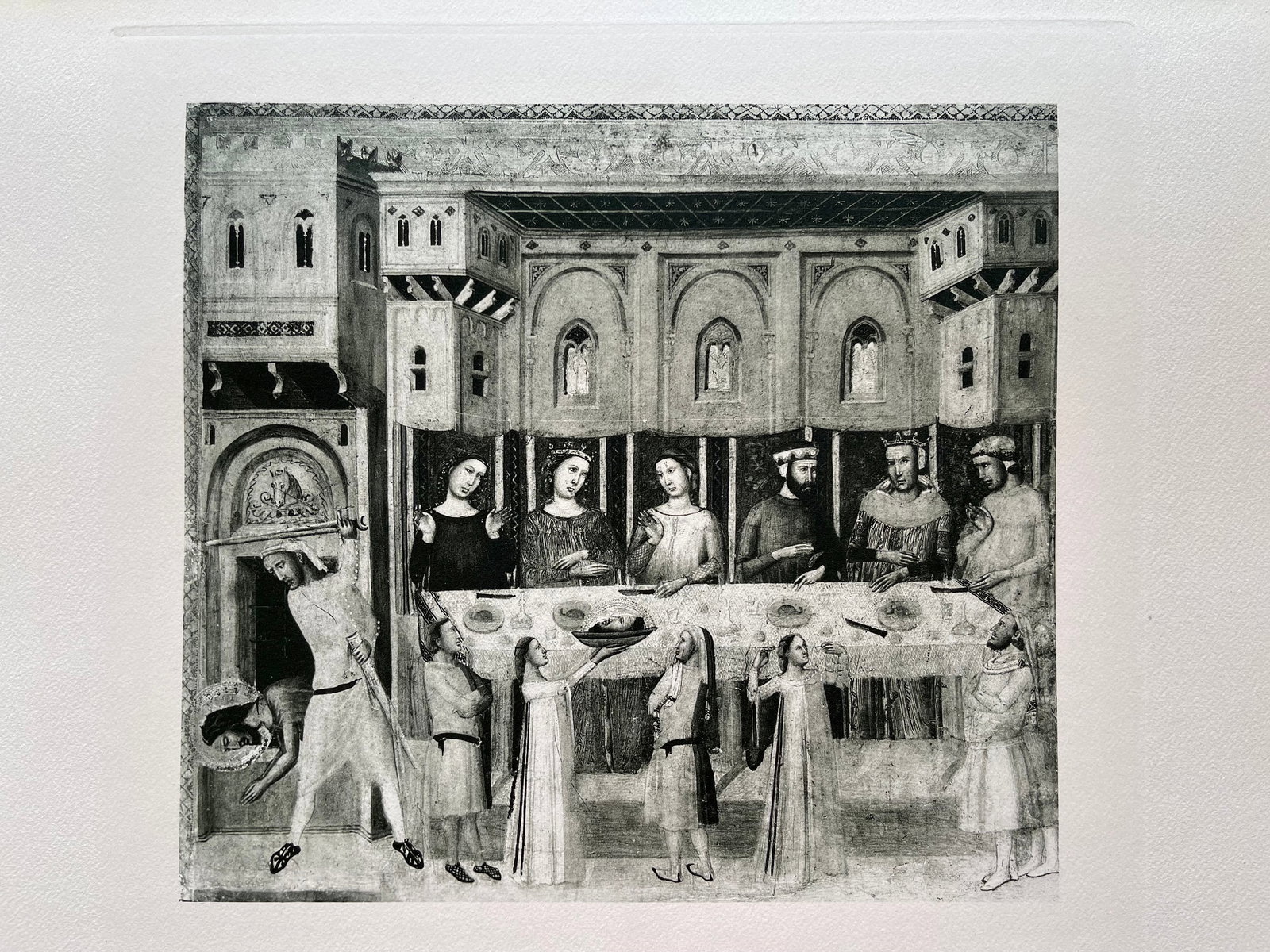 ETCHING AFTR GIOVANNI BARONZIO DA RIMINI FEAST OF HEROD: Size: 19 X 15 INCHES APPROX. UNFRAMED. Printed in Paris Ca 1928. Shipping In the U.S via USPS Priority Mail $20