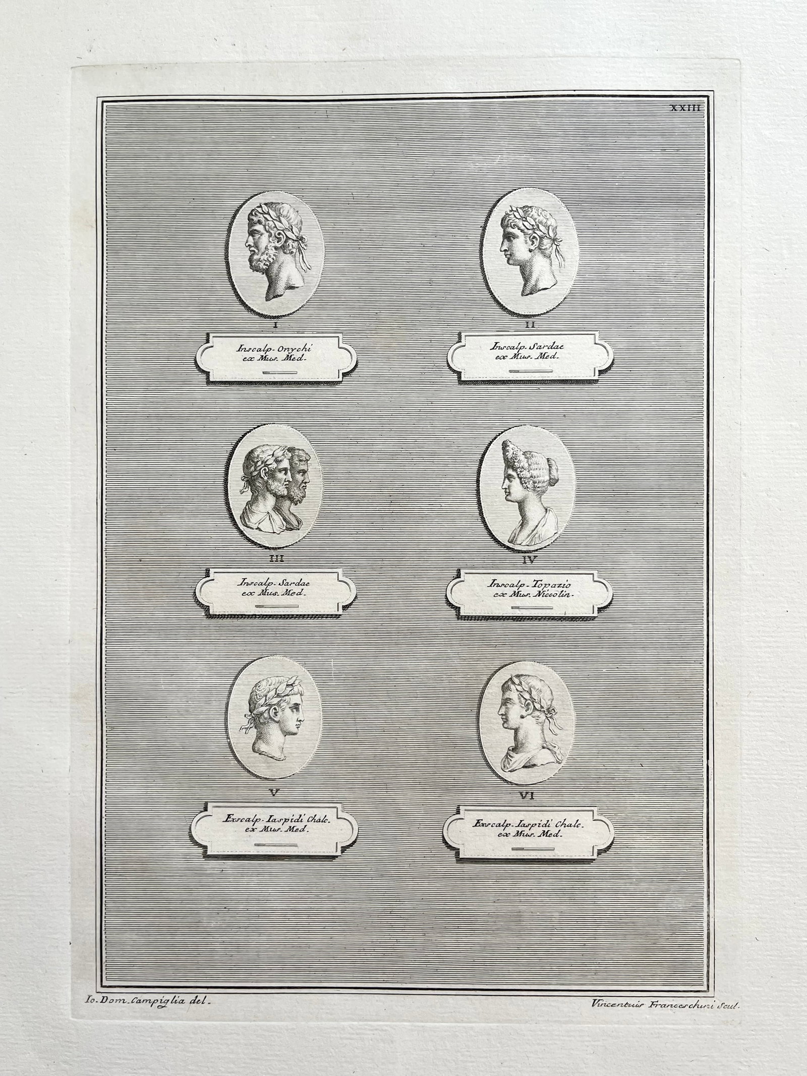 ANTIQUE NEOCLASSICAL ETCHING OF ROMAN CAMEOS: ANTIQUE ORIGINAL 18th Century ENGRAVING OF ROMAN MEDALLIONS. Laid paper. Engraving is Unframed. Size: 17.5 X 13.5 Inches Approx. SHIPPING IN THE U.S VIA USPS PRIORITY MAIL $18