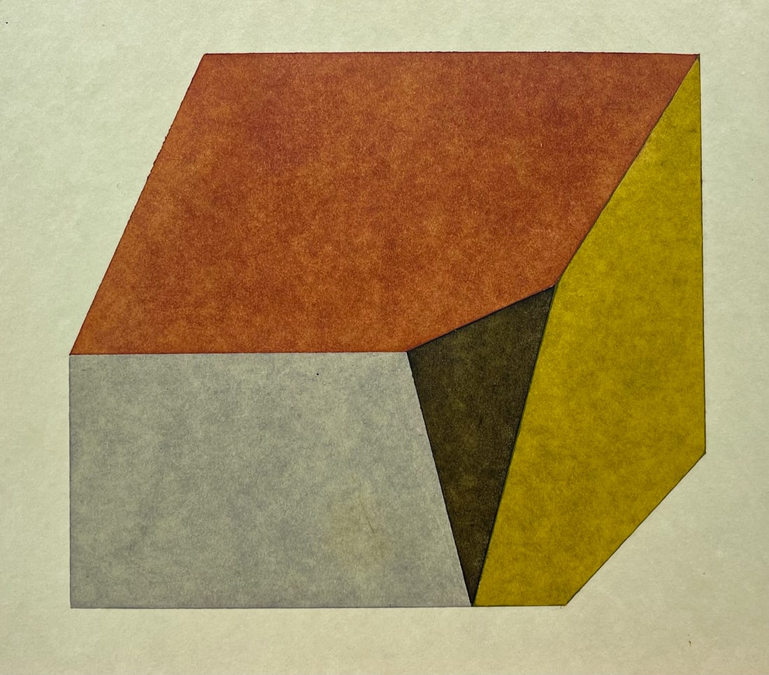 VINTAGE GEOMETRIC MINIMALIST PAINTING: MID-CENTURY OIL ON THICK PAPER. SIZE: 9.5 X 8.5 INCHES APPROX. UNSIGNED. UNFRAMED. SHIPPING IN THE U.S VIA USPS PRIORITY MAIL $15