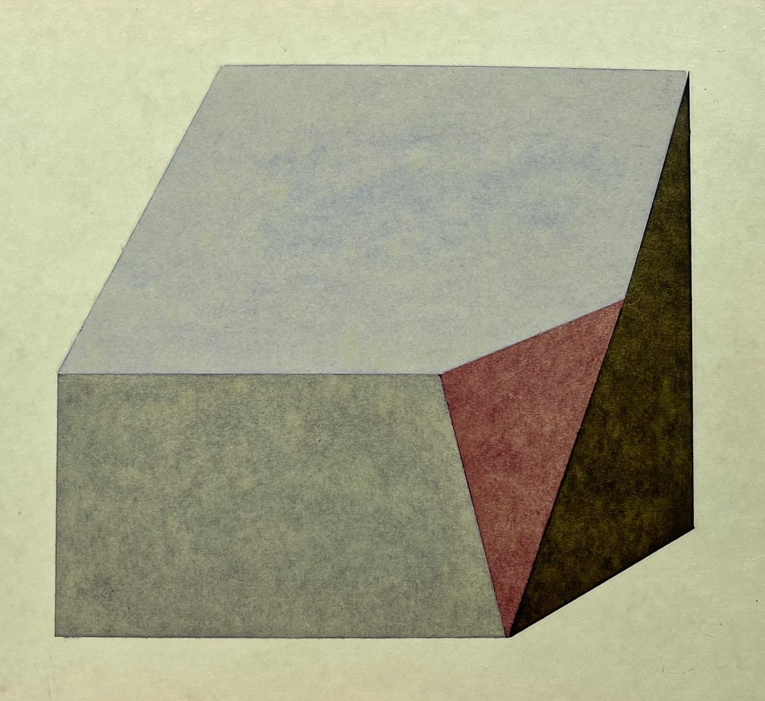 VINTAGE GEOMETRIC MINIMALIST PAINTING: MID-CENTURY OIL ON THICK PAPER. SIZE: 9.5 X 8.5 INCHES APPROX. UNSIGNED. UNFRAMED. SHIPPING IN THE U.S VIA USPS PRIORITY MAIL $15