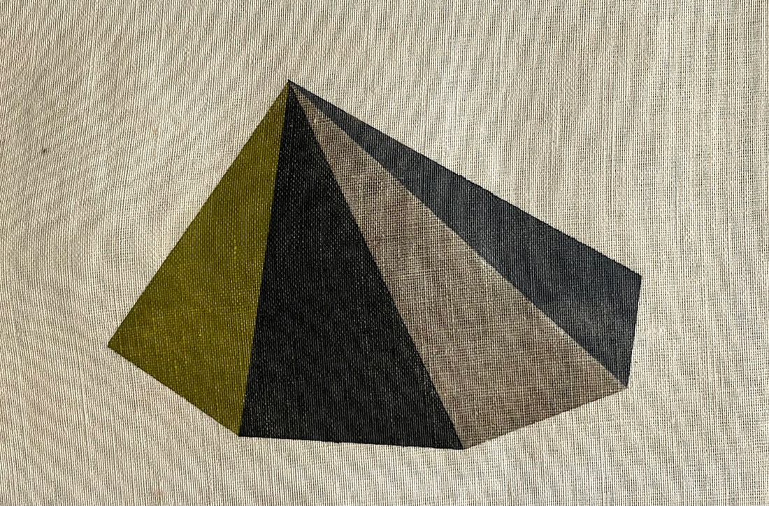 Vintage Abstract Geometric Oil Painting: Vintage Abstract Oil Painting. Unframed. Size: 7 x 4.5” approx. Unsigned. Age toning, Edge Roughness. SHIPPING IN THE U.S VIA USPS PRIORITY MAIL $15